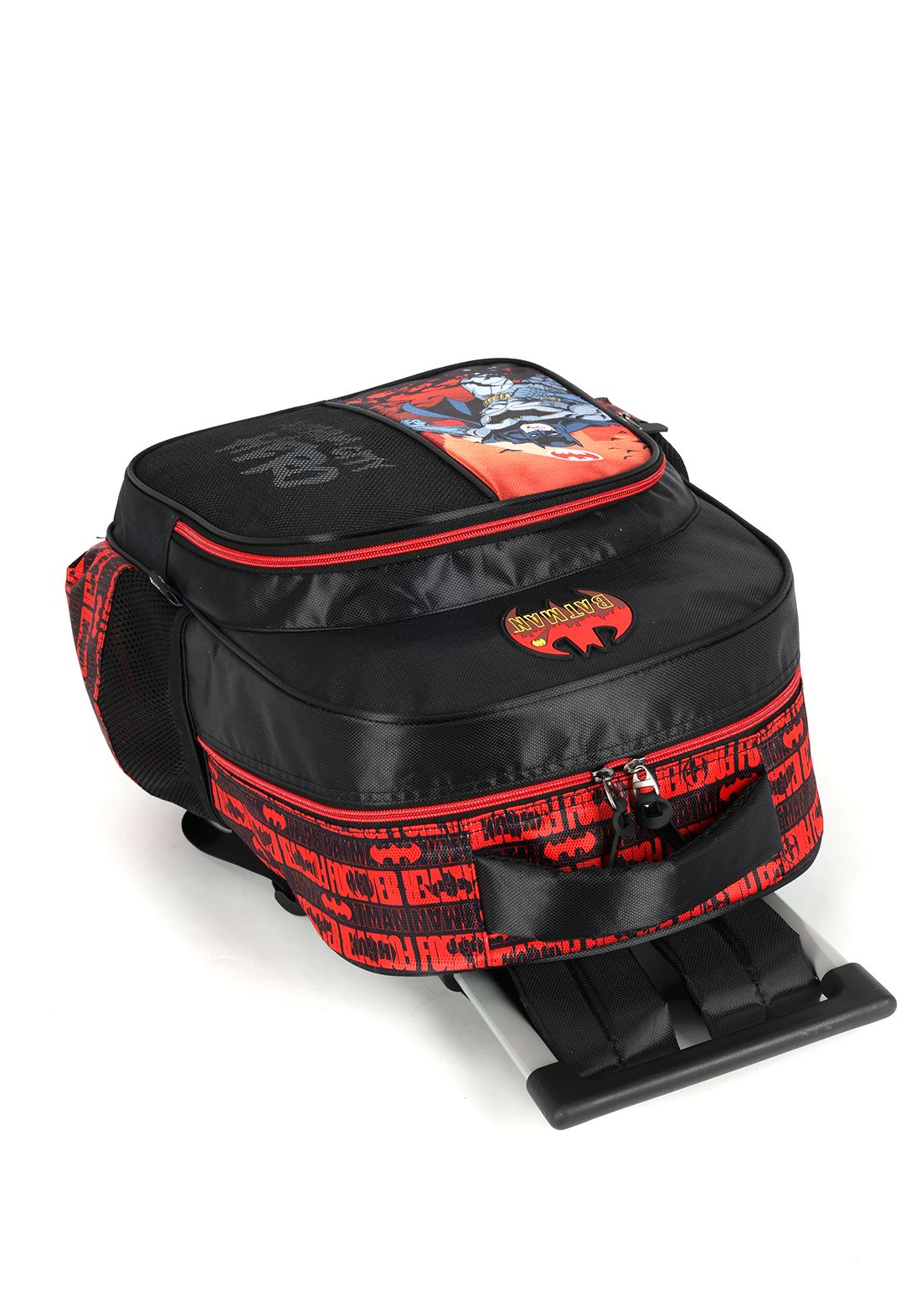 Kit Mochila Infantil Rodinhas + Estojo Batman Preta e Vermelha