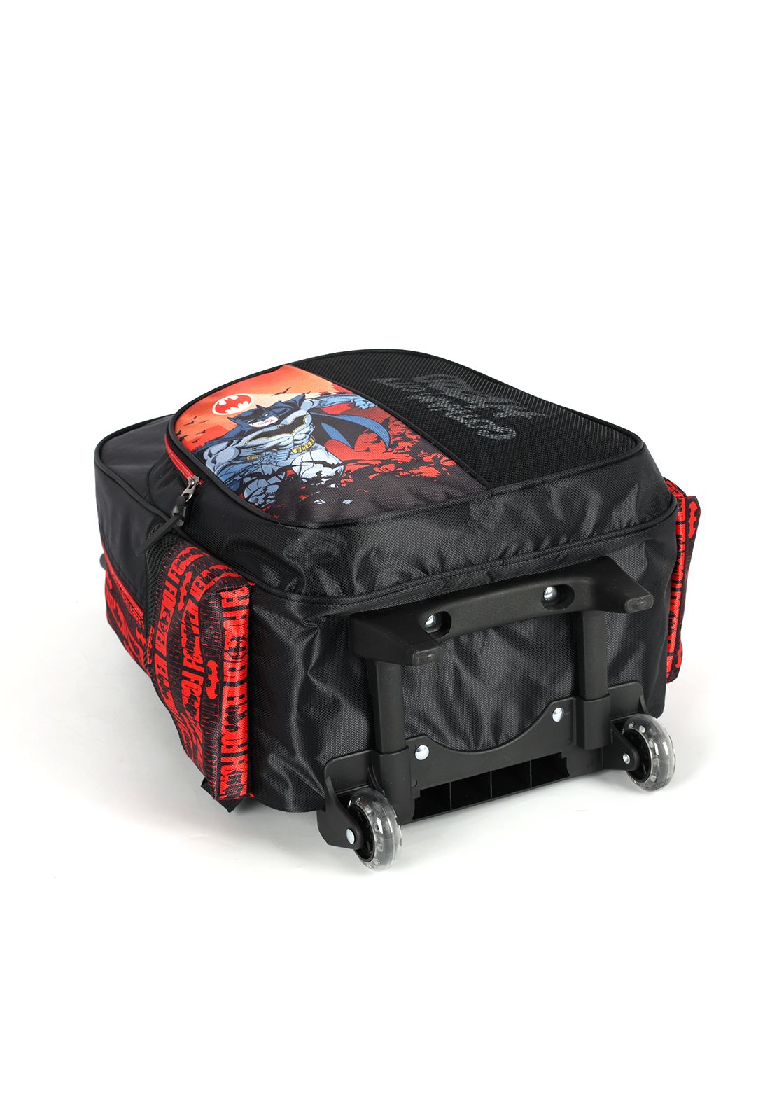 Kit Mochila Infantil Rodinhas + Estojo Batman Preta e Vermelha