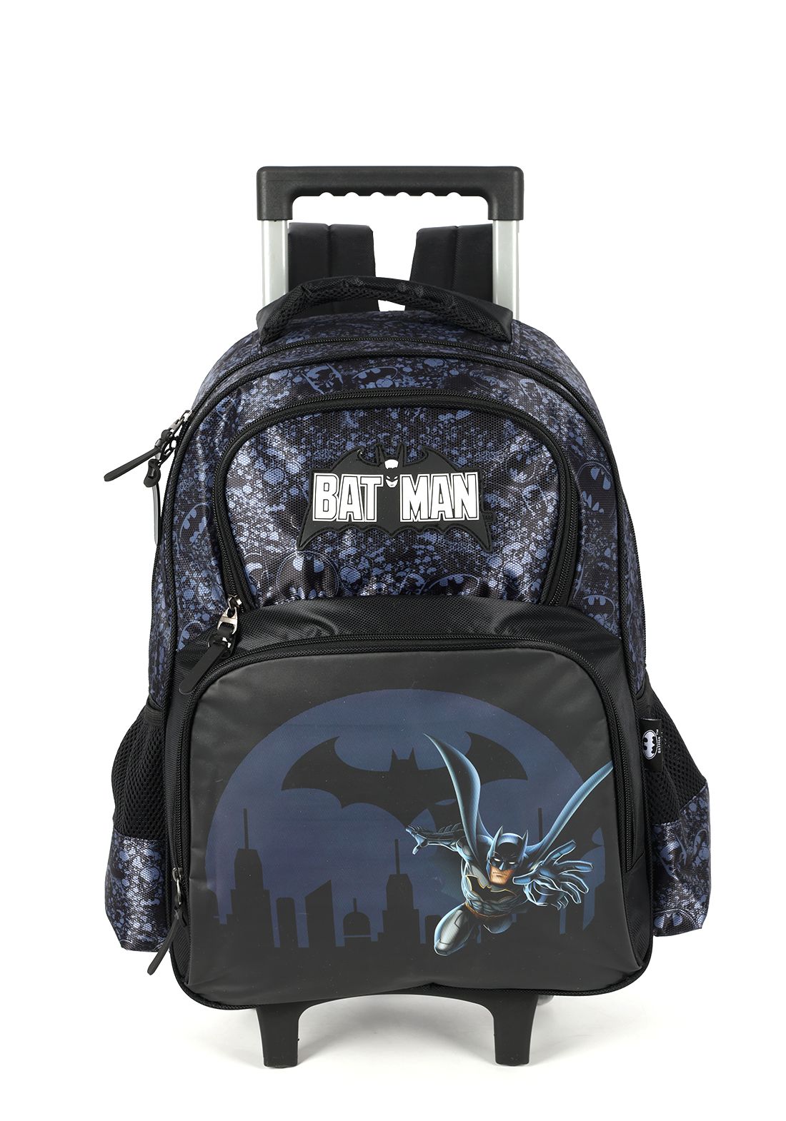 Kit Mochila Infantil Rodinhas Batman + Lancheira Preta e Azul