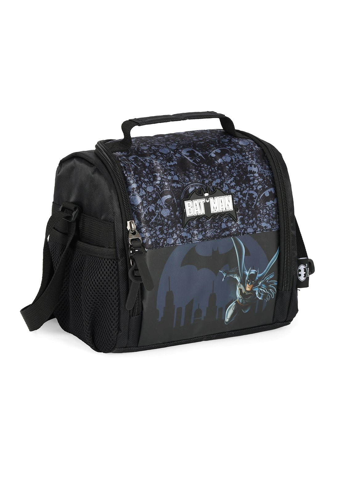 Kit Mochila Infantil Rodinhas Batman + Lancheira Preta e Azul