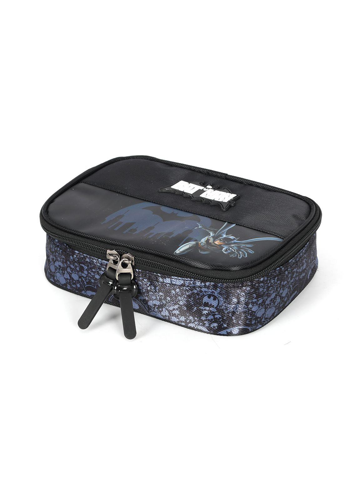 Kit Mochila Infantil Rodinhas Batman + Estojo Preta e Azul