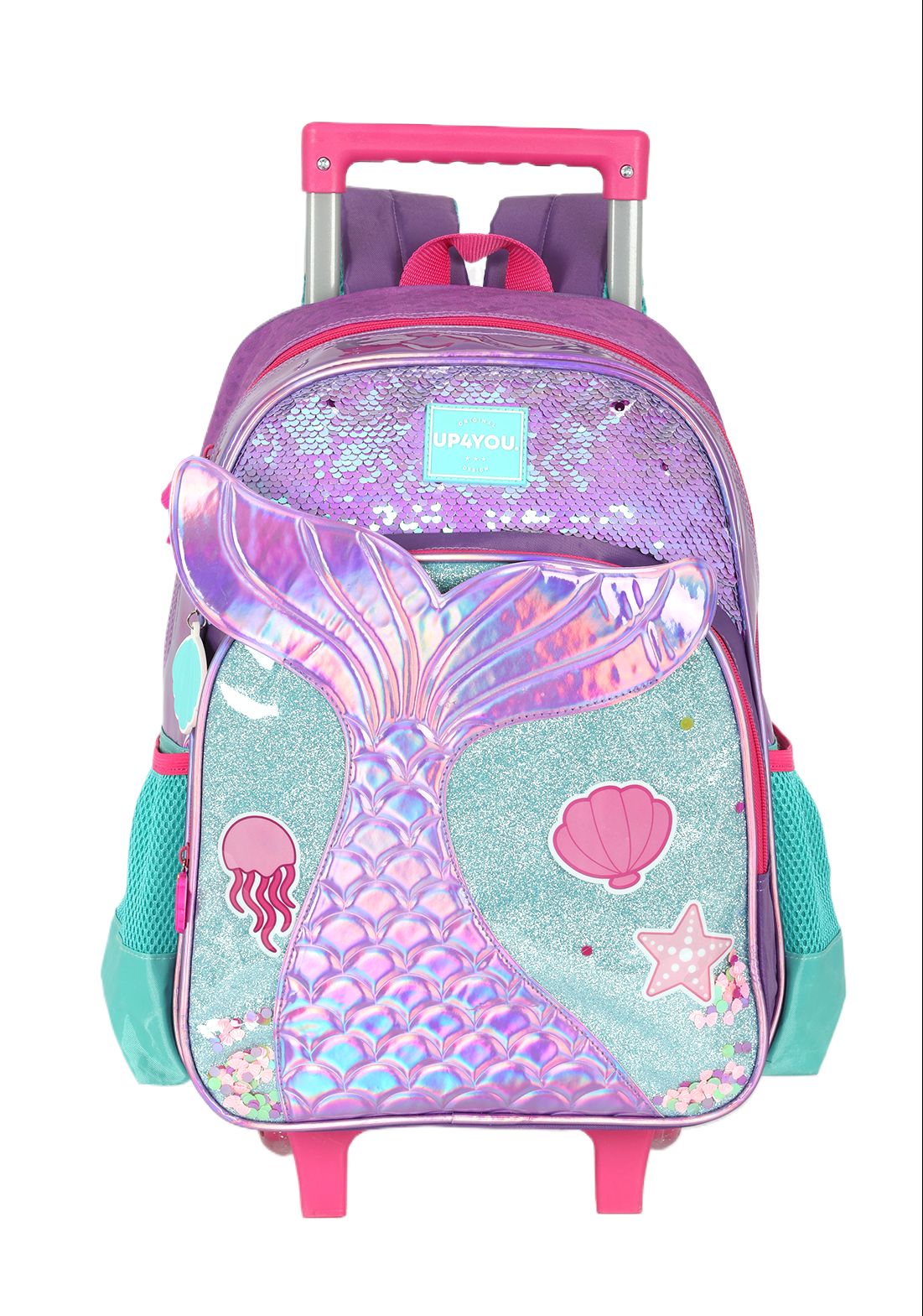 Kit Mochila Infantil Rodinhas + Lancheira Roxo Sereia Up4you