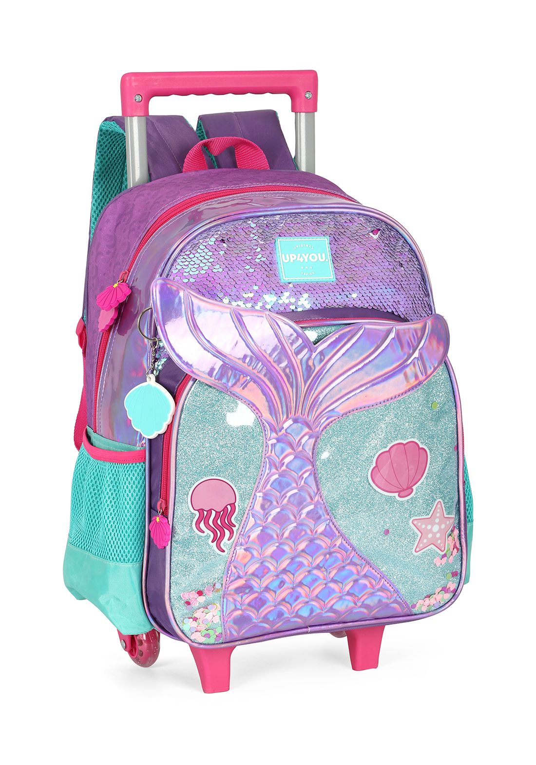 Kit Mochila Infantil Rodinhas + Lancheira Roxo Sereia Up4you