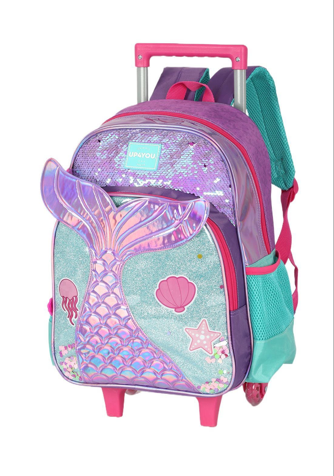 Kit Mochila Infantil Rodinhas + Lancheira Roxo Sereia Up4you