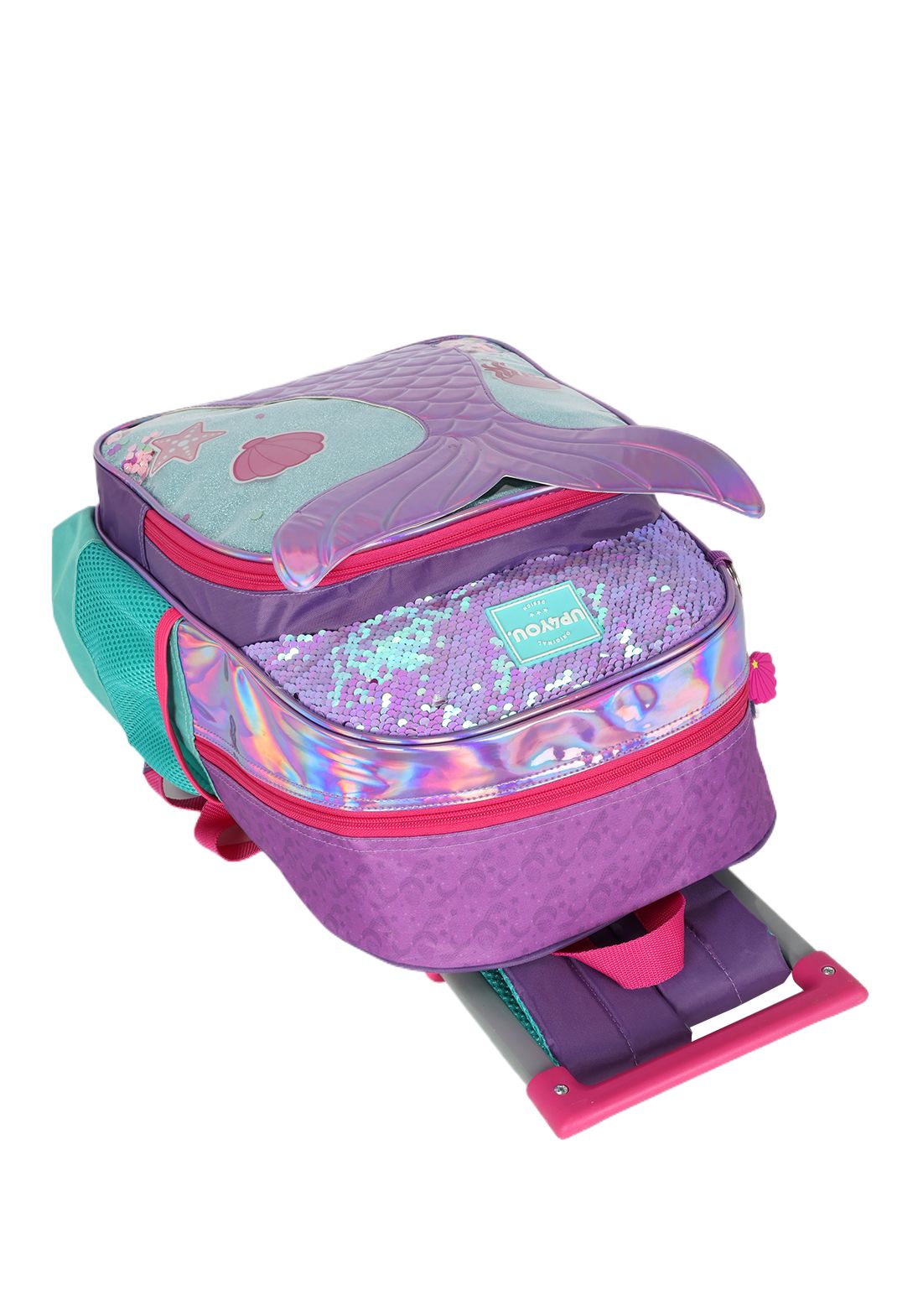 Kit Mochila Infantil Rodinhas + Lancheira Roxo Sereia Up4you