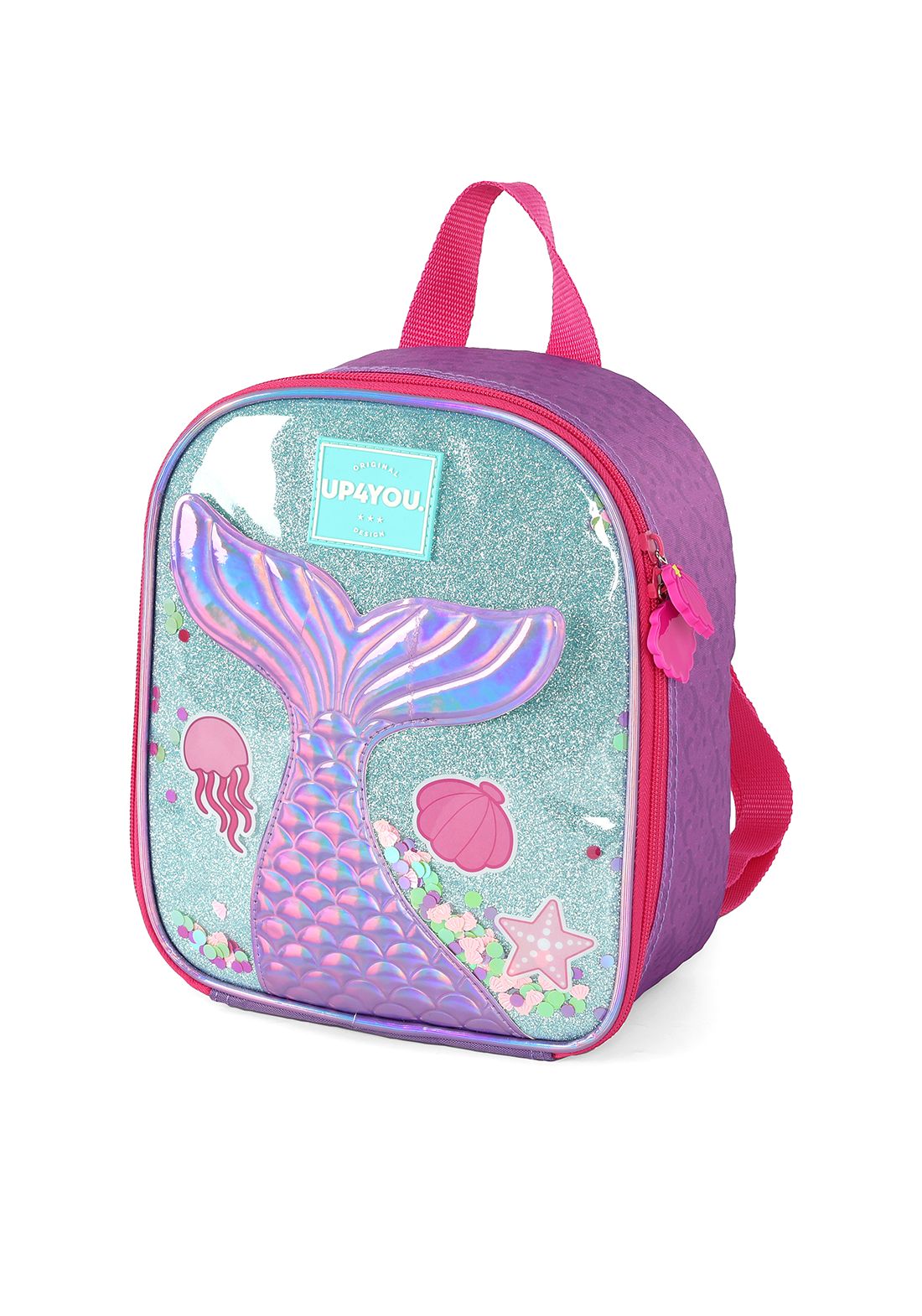 Kit Mochila Infantil Rodinhas + Lancheira Roxo Sereia Up4you