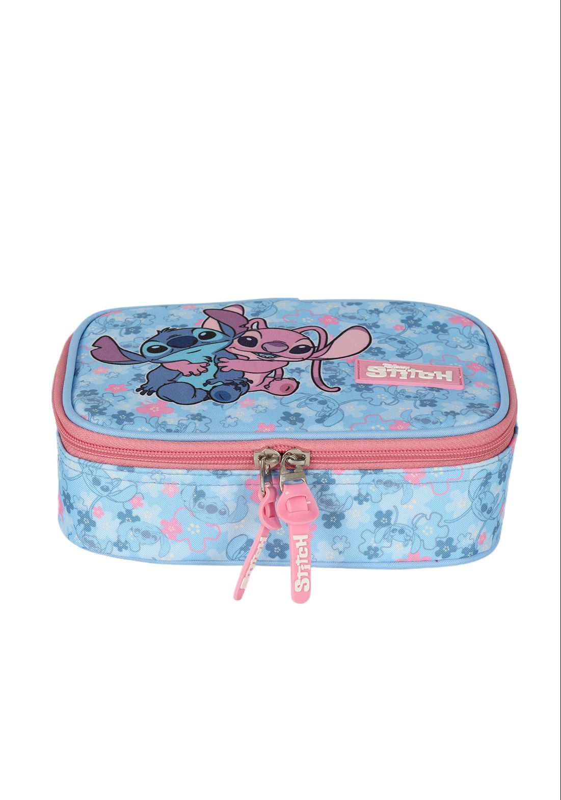 Kit Mochila Rodinhas + Estojo Box do Lilo Stitch e Angel Rosa