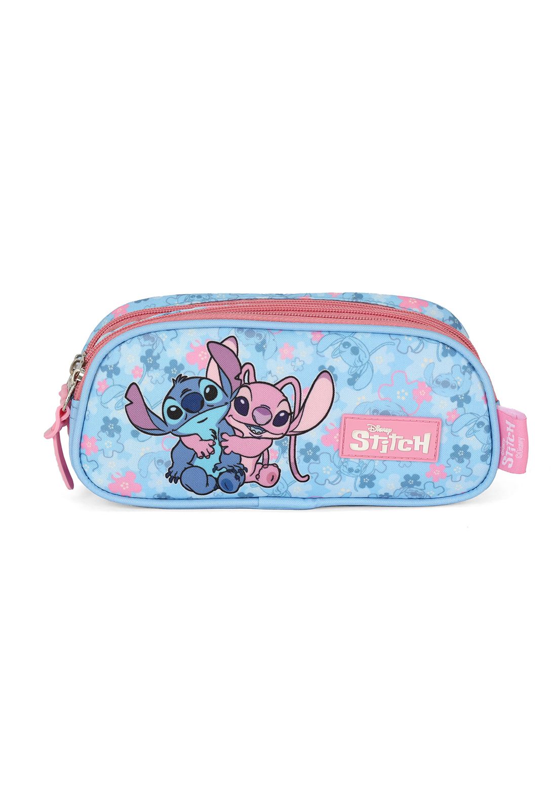 Kit Mochila C/ Rodinhas + Estojo + Lancheira do Lilo Stitch e Angel Rosa