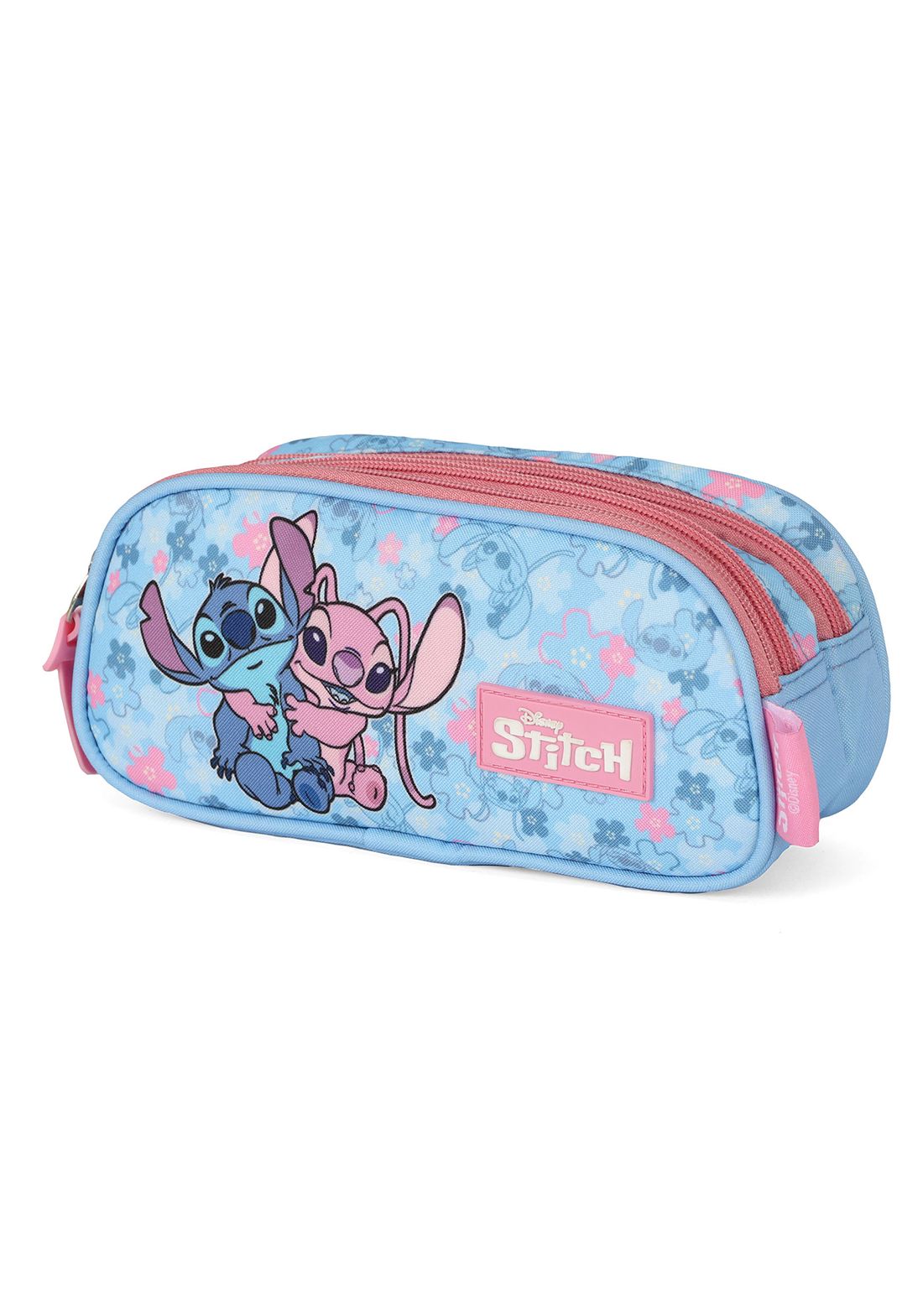 Kit Mochila C/ Rodinhas + Estojo + Lancheira do Lilo Stitch e Angel Rosa