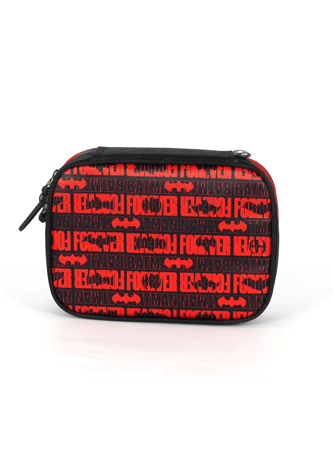 Kit Mochila Infantil Rodinhas + Estojo Batman Preta e Vermelha