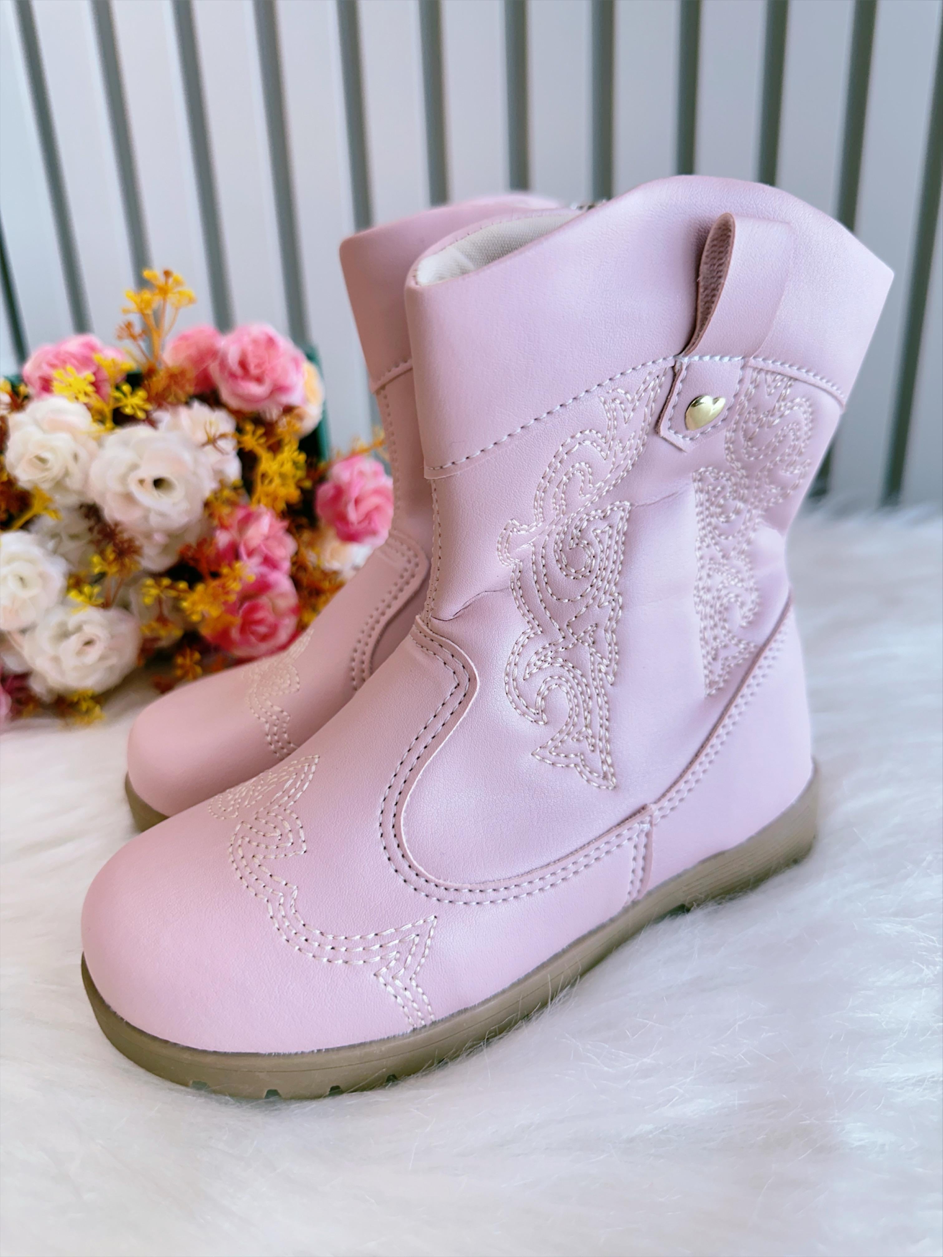 Bota infantil Boiadeira Texana Rosa Claro Com Zíper Luxo