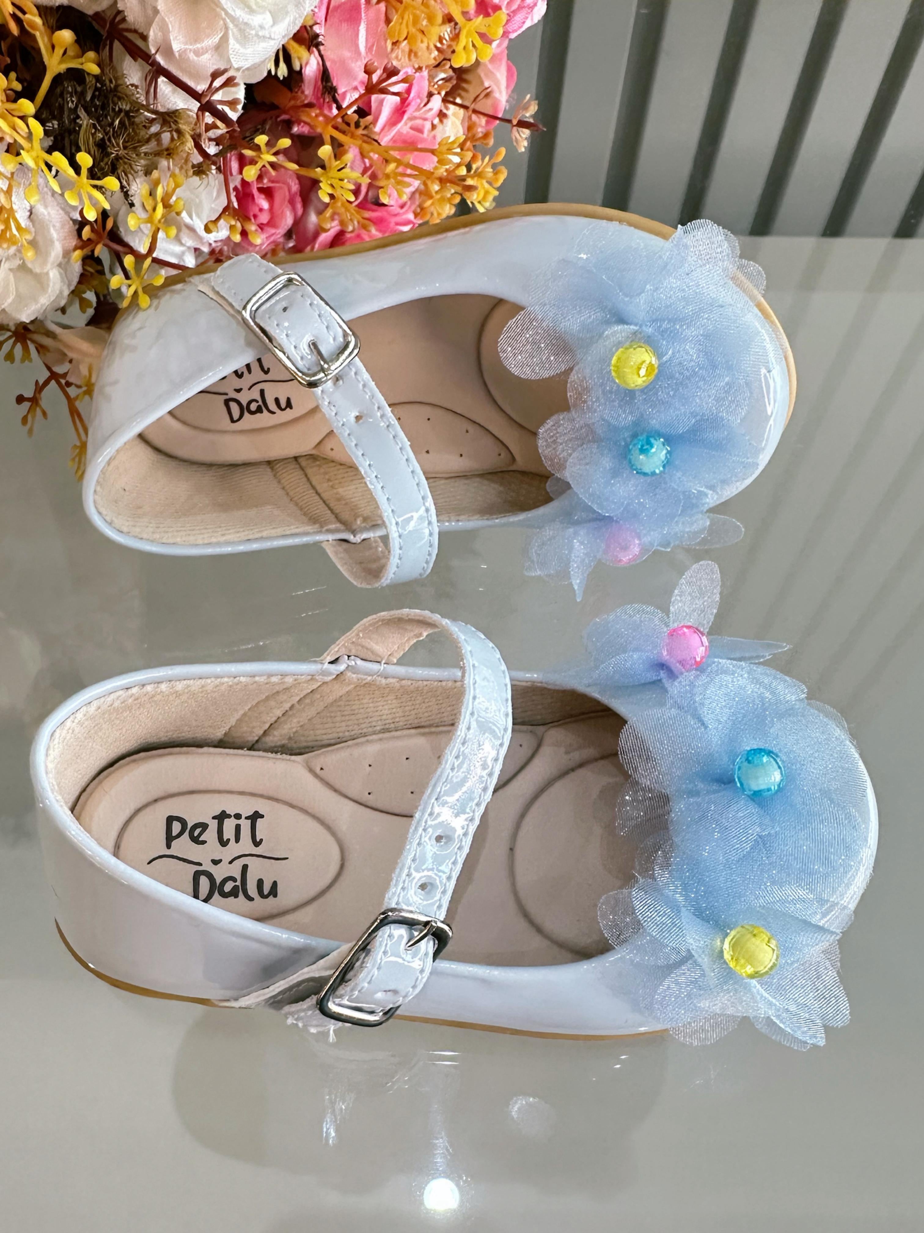 Sapatinho Infantil Azul Claro Verniz Jardim Encantado Luxo