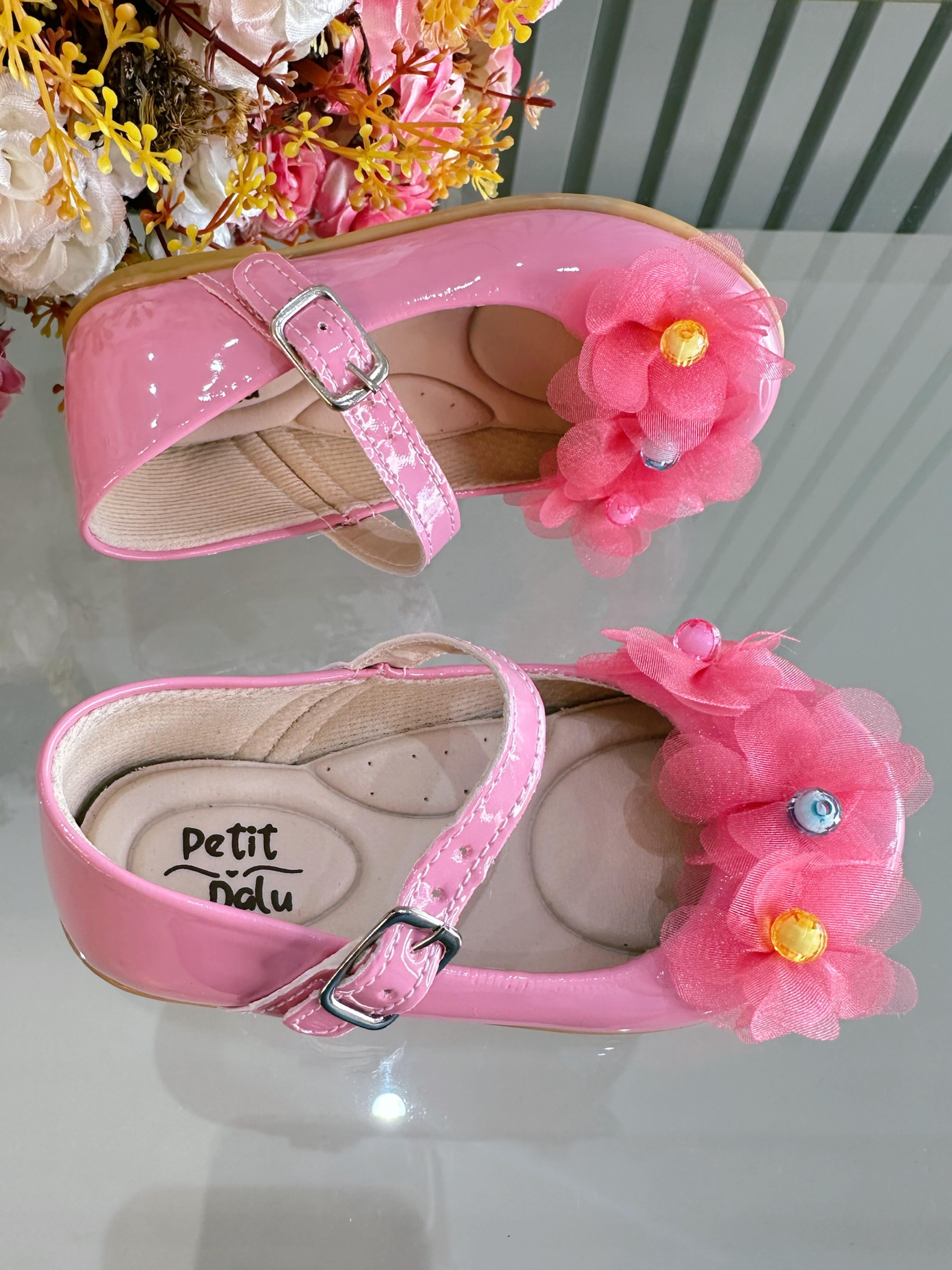 Sapatinho Infantil Rosa Chiclete Verniz Jardim Encantado Luxo