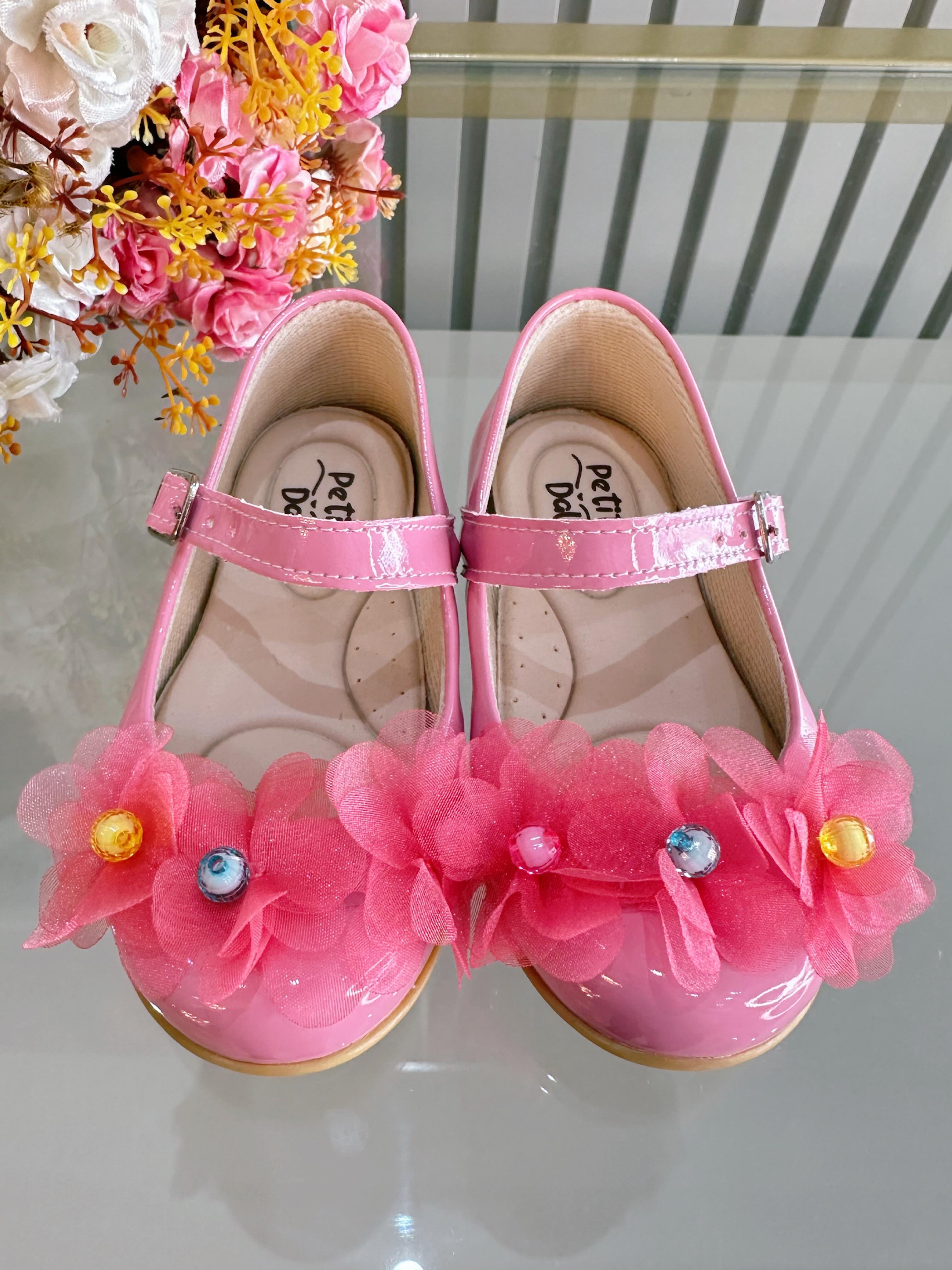 Sapatinho Infantil Rosa Chiclete Verniz Jardim Encantado Luxo