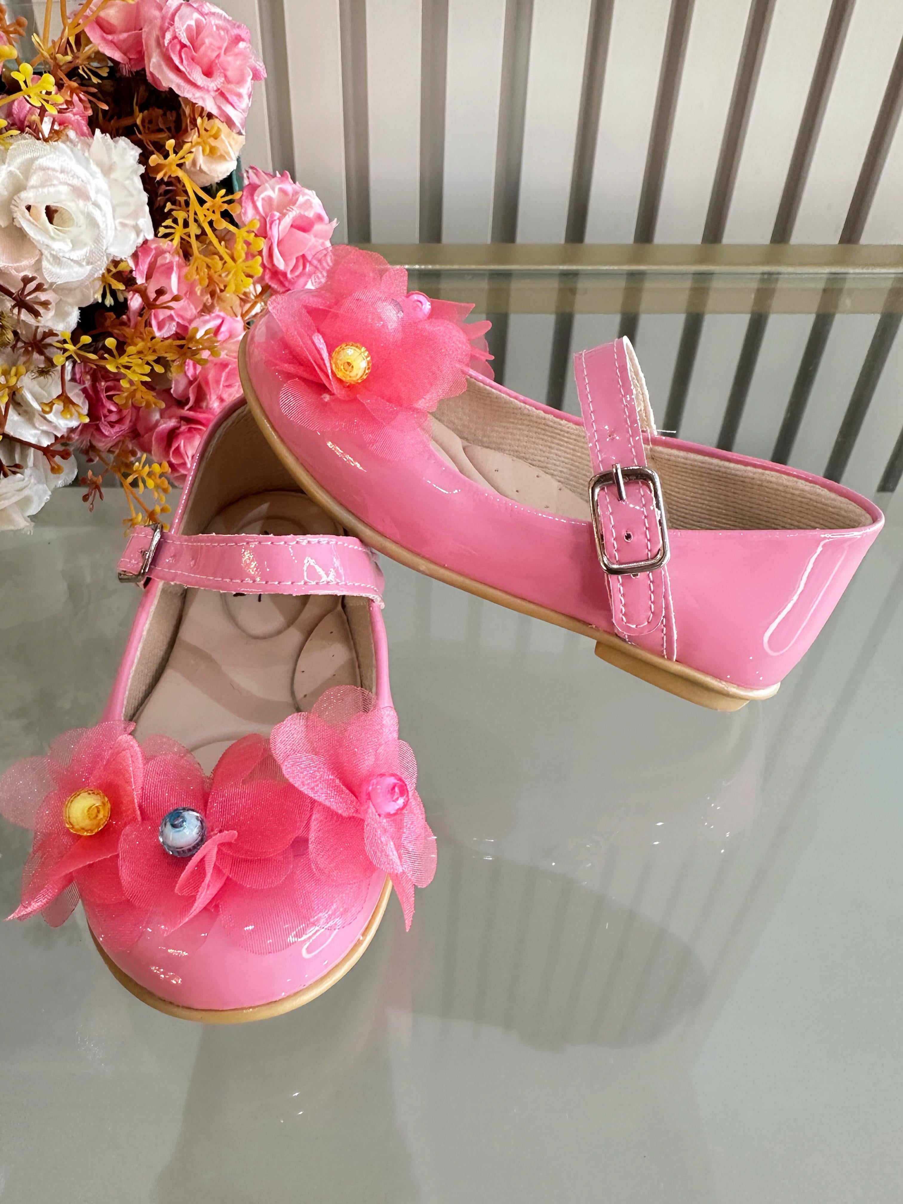 Sapatinho Infantil Rosa Chiclete Verniz Jardim Encantado Luxo