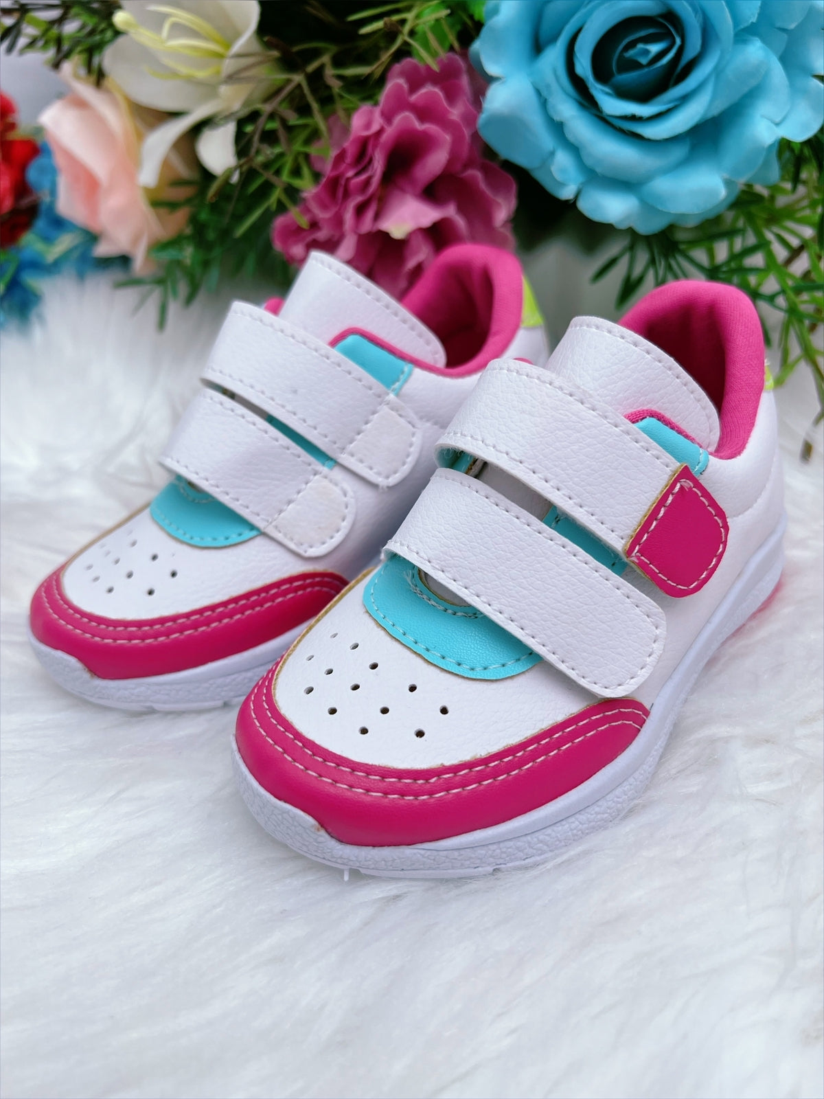 Tênis Infantil Branco e Pink C/ Velcro Meninas