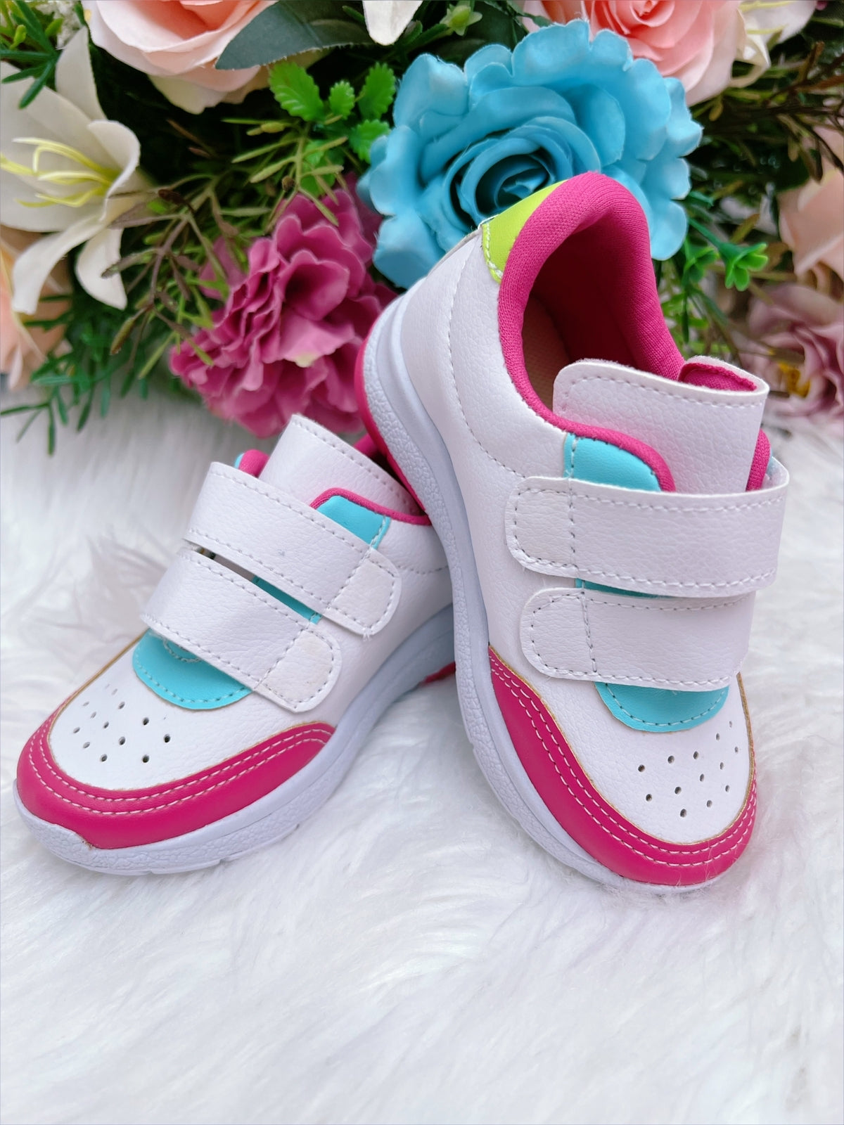 Tênis Infantil Branco e Pink C/ Velcro Meninas