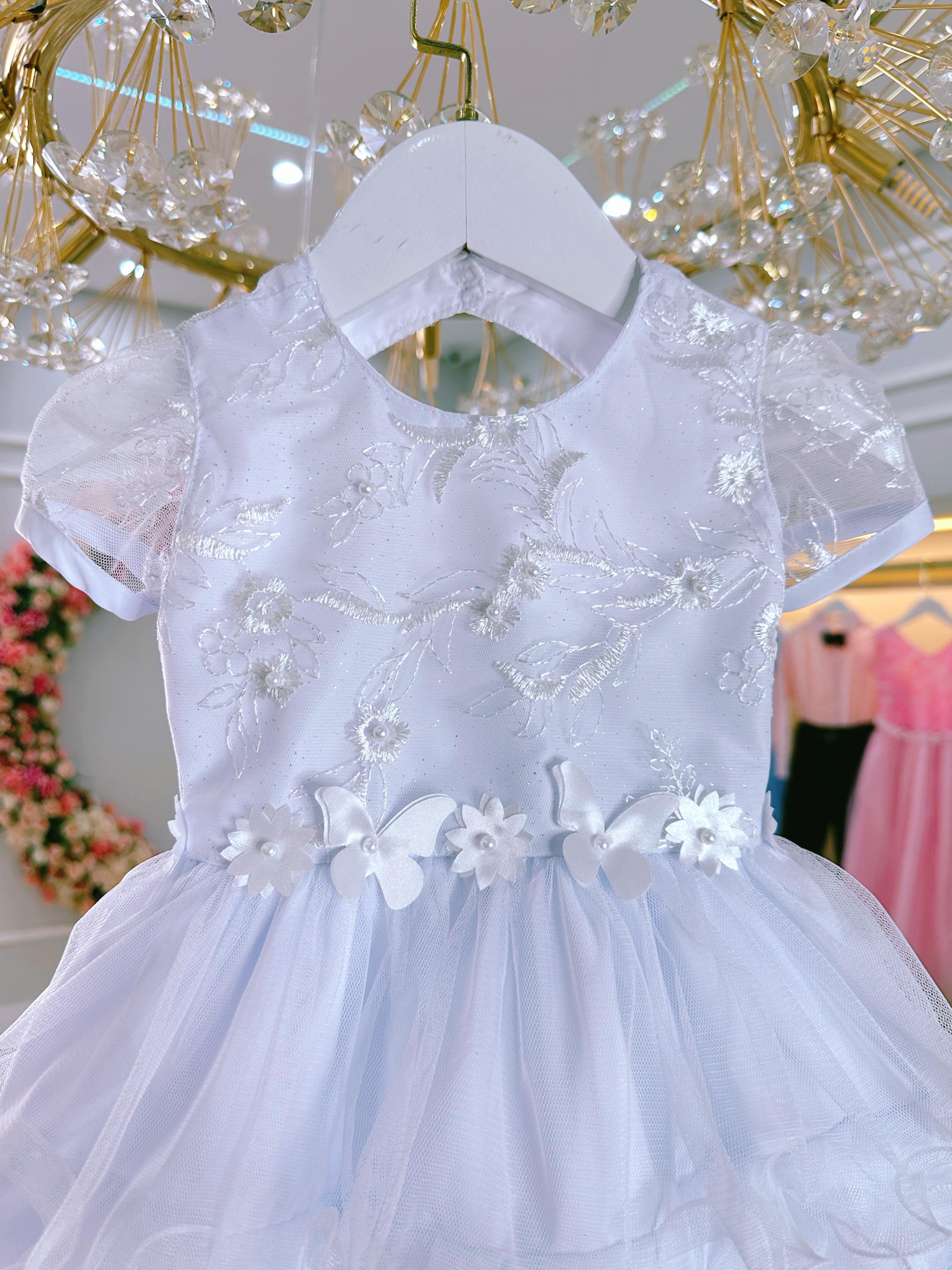 Vestido Bebê Branco Jardim Encantado Batizado Festas