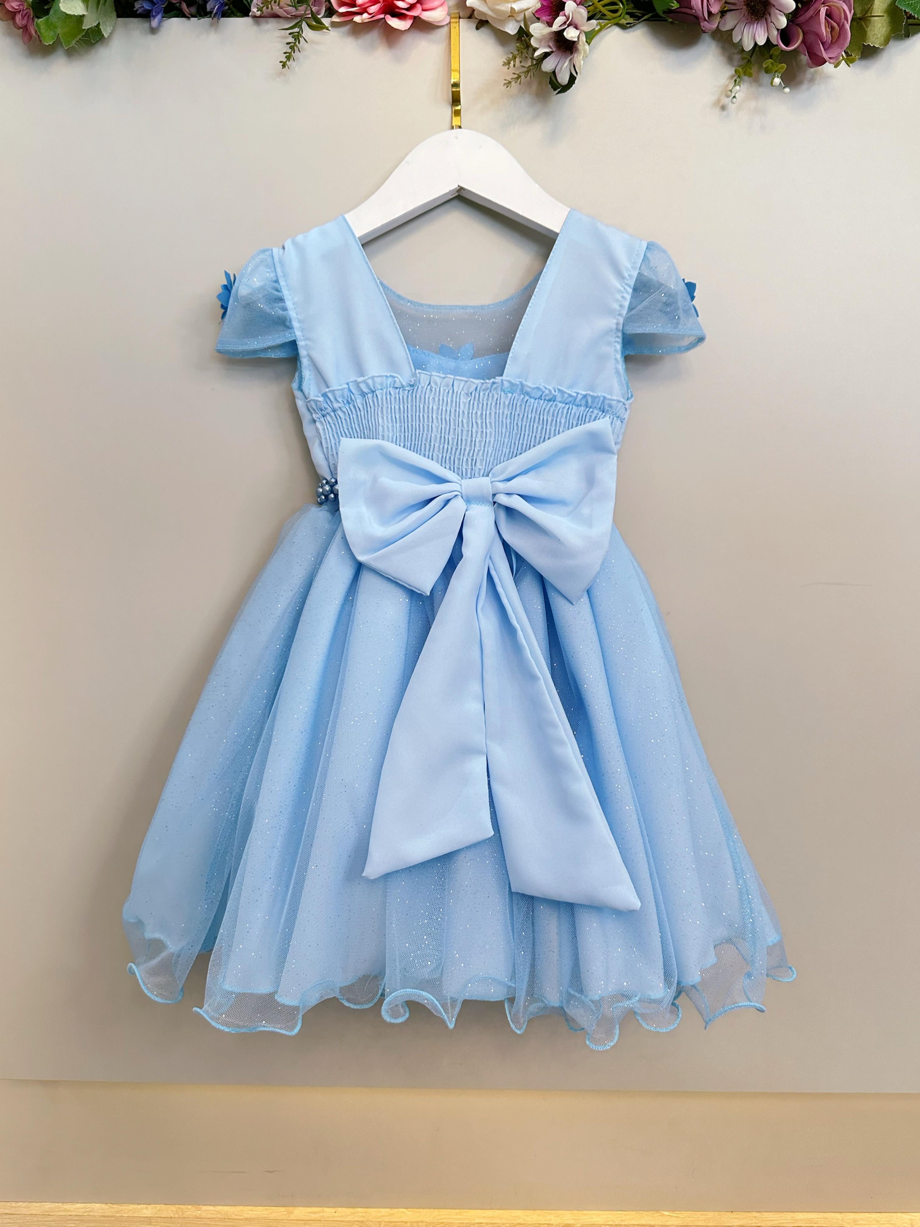 Vestido Infantil Azul Claro Jardim Encantado Festas Luxo