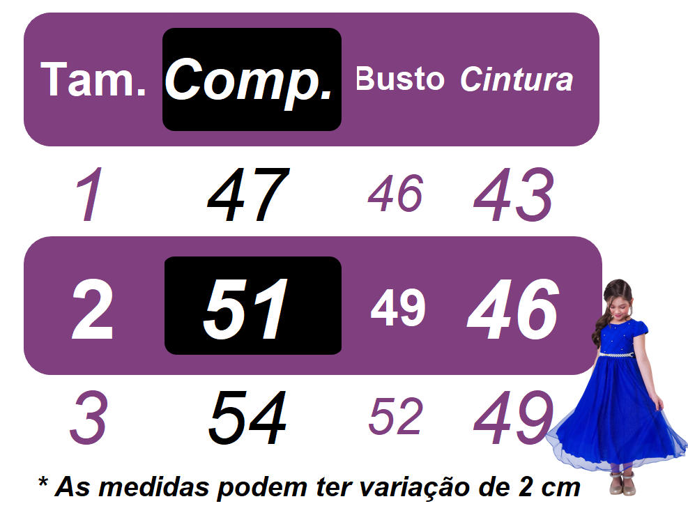 Vestido Infantil Azul Royal Busto C/ Strass Festas Daminhas