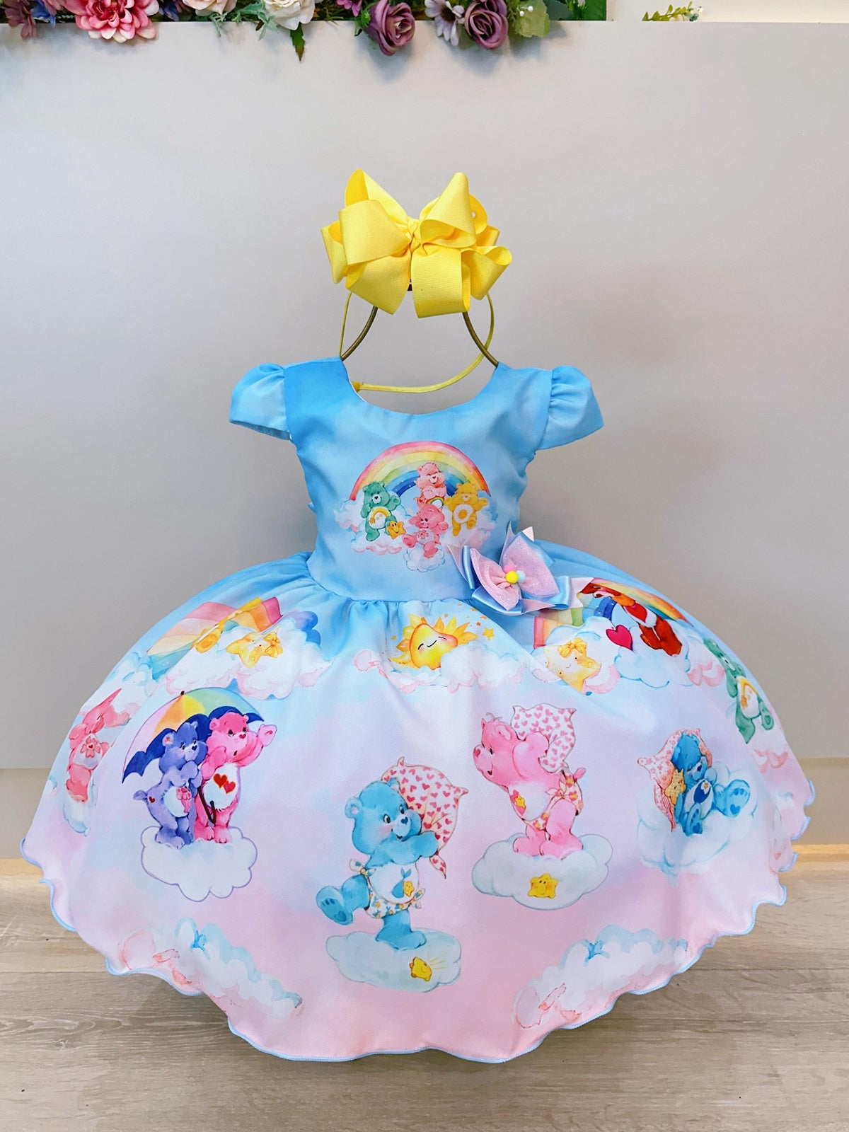 Vestido Infantil Azul Ursinhos Carinhosos Festas Aniversários
