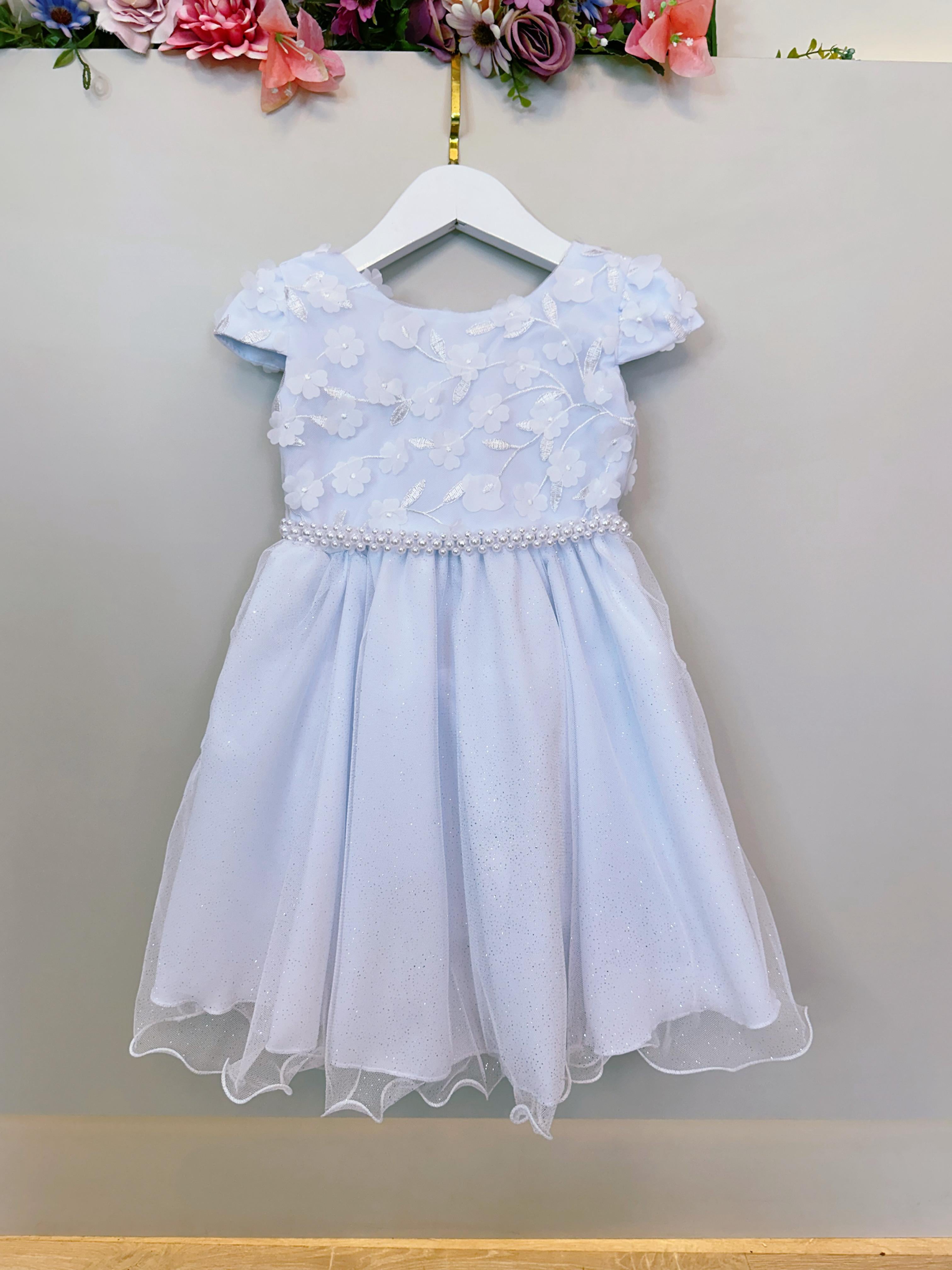 Vestido Infantil Branco C/ Renda Apliques Daminha Festas