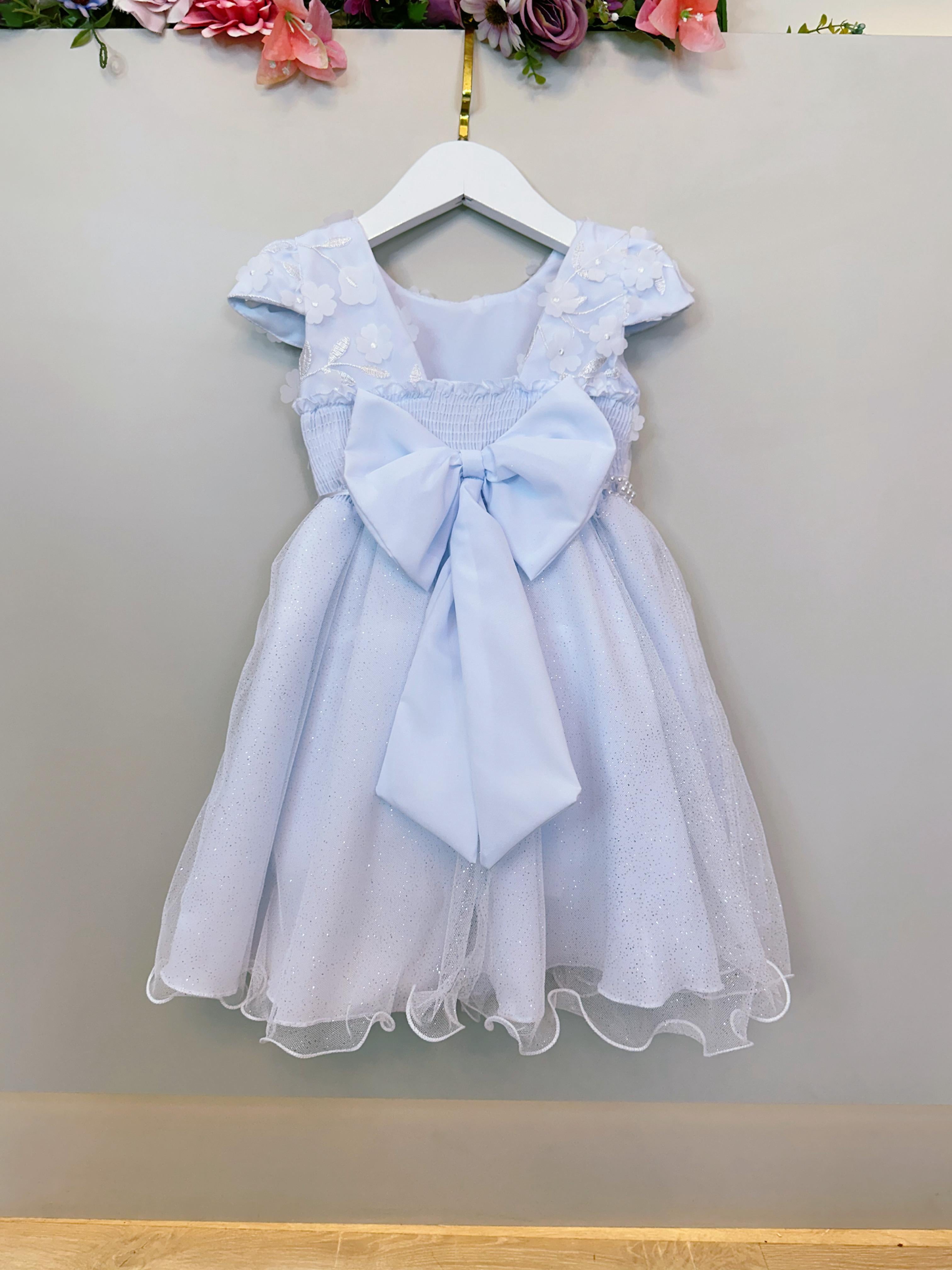 Vestido Infantil Branco C/ Renda Apliques Daminha Festas