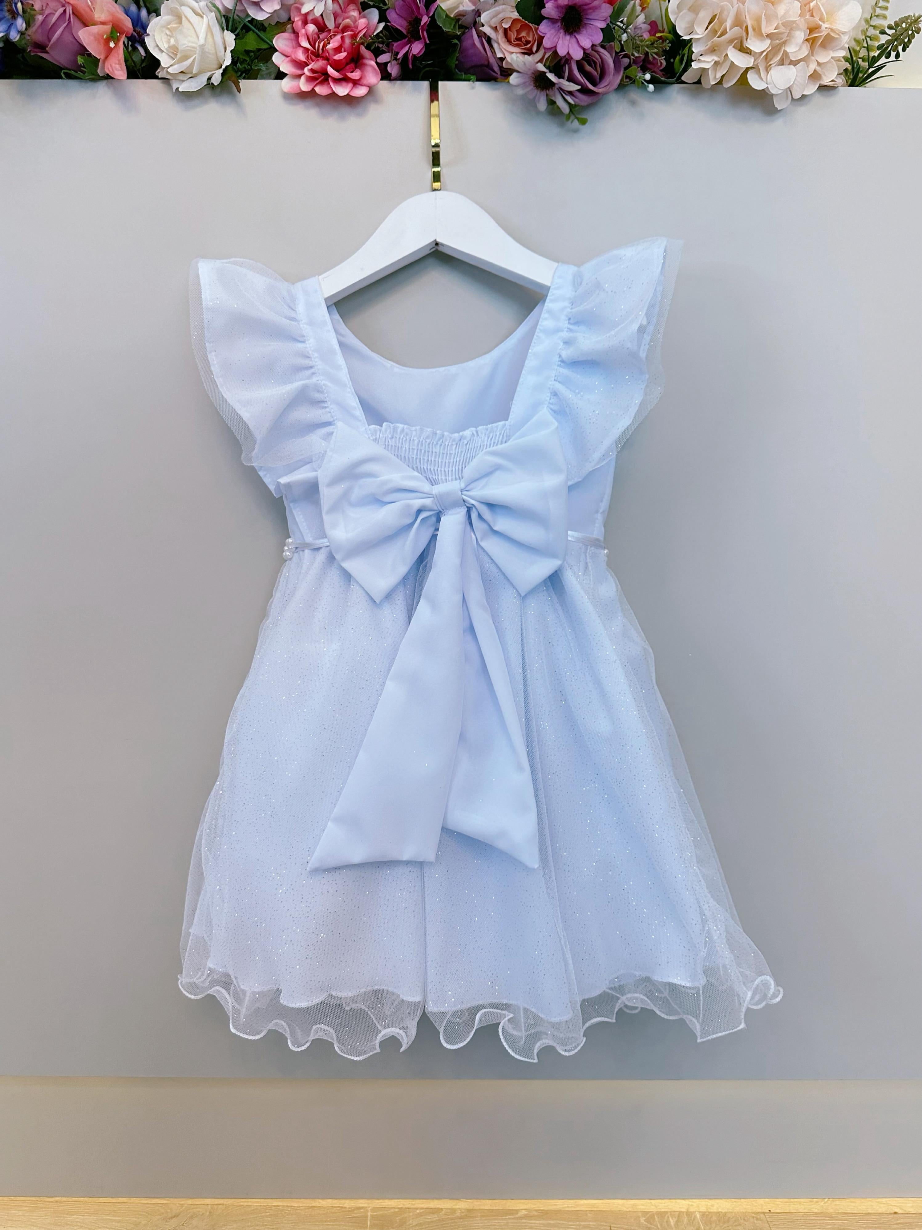Vestido Infantil Branco C/ Strass Luxo Daminhas Festas