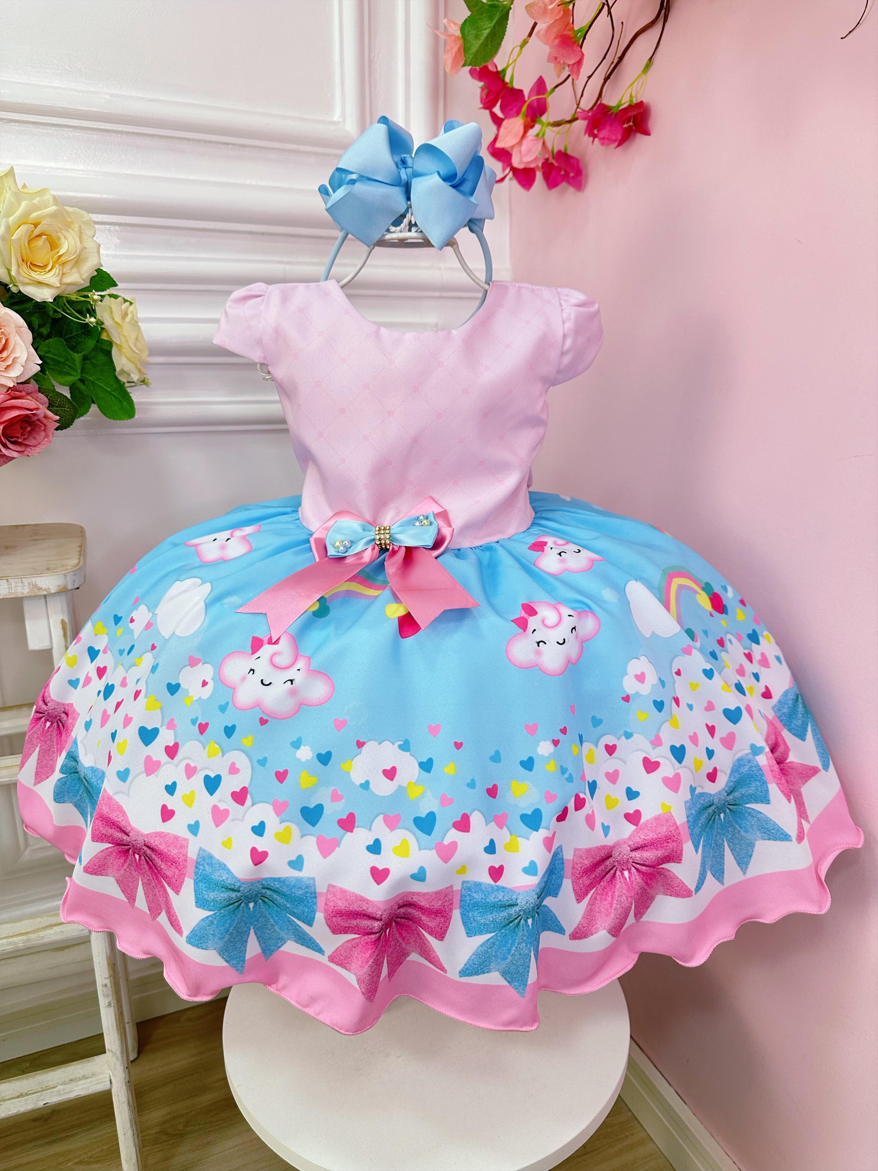 Vestido Infantil Chuva de Bênçãos e Amor Nuvem Luxo