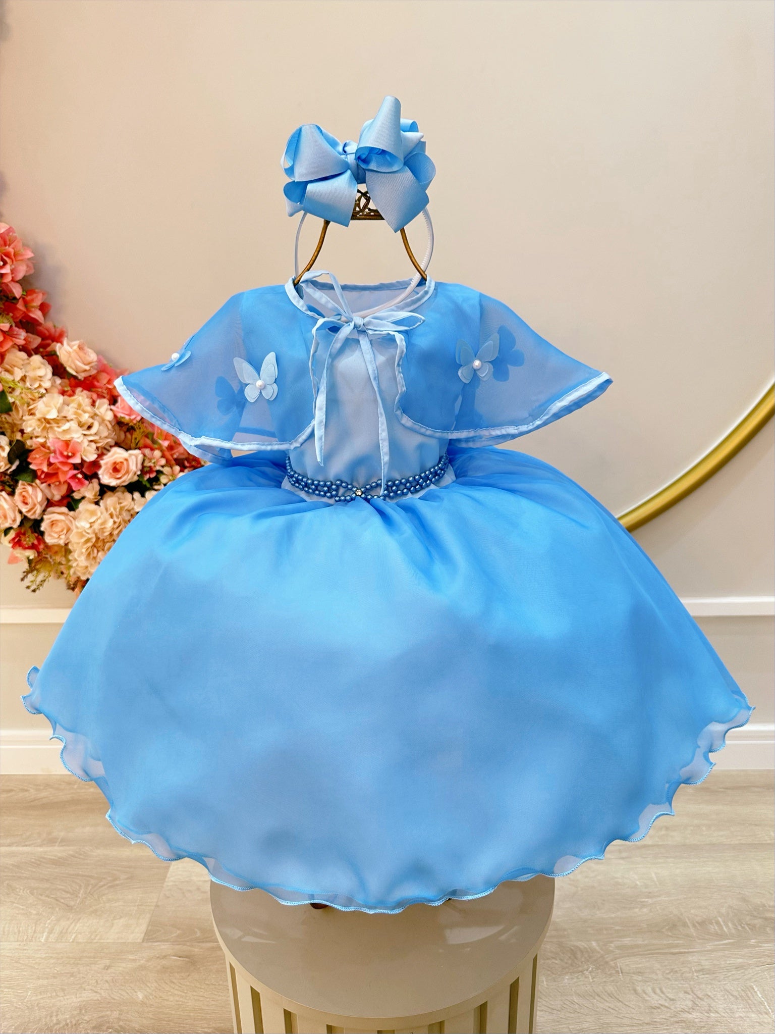 Vestido Infantil Frozen Princesas C/ Echarpe Infantil