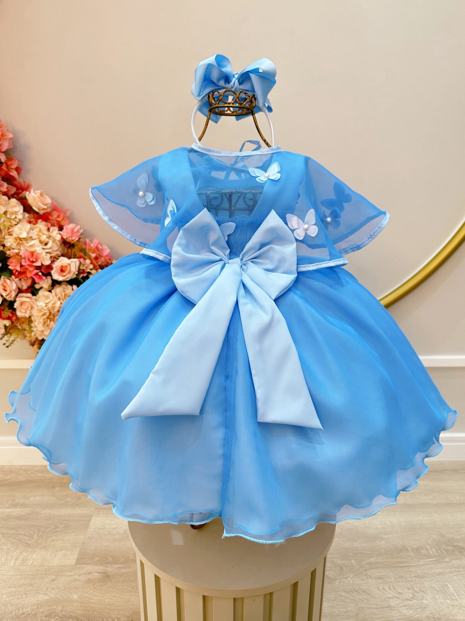 Vestido Infantil Frozen Princesas C/ Echarpe Infantil