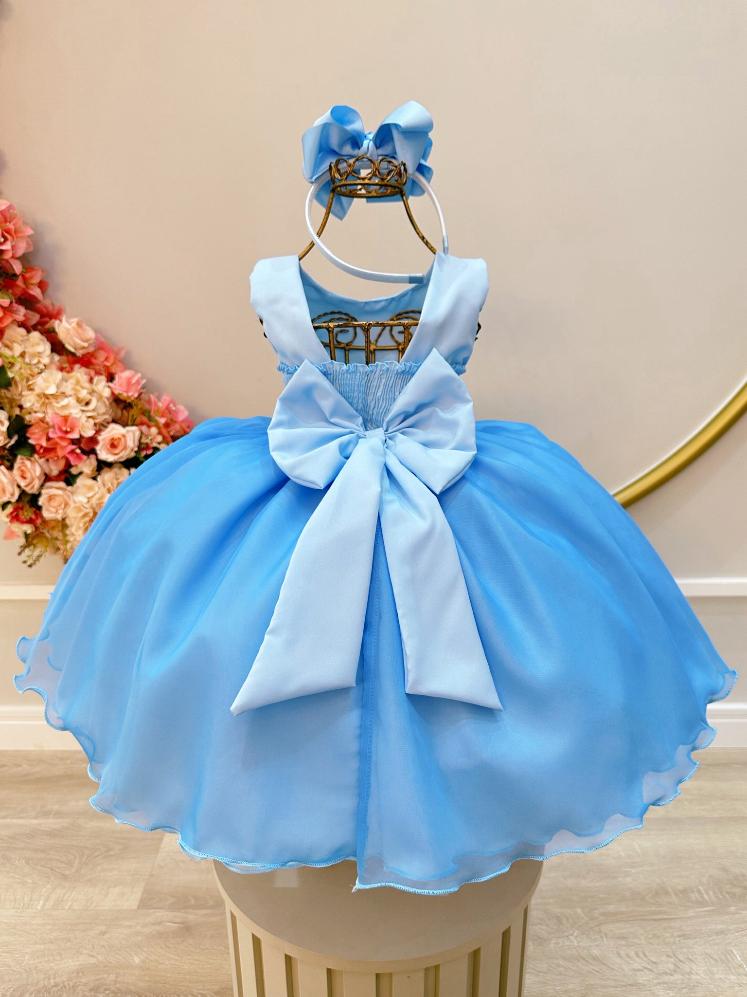 Vestido Infantil Frozen Princesas C/ Echarpe Infantil