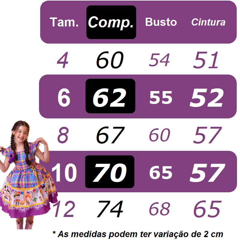Vestido Infantil Junino Festa de São João Colorido Luxo