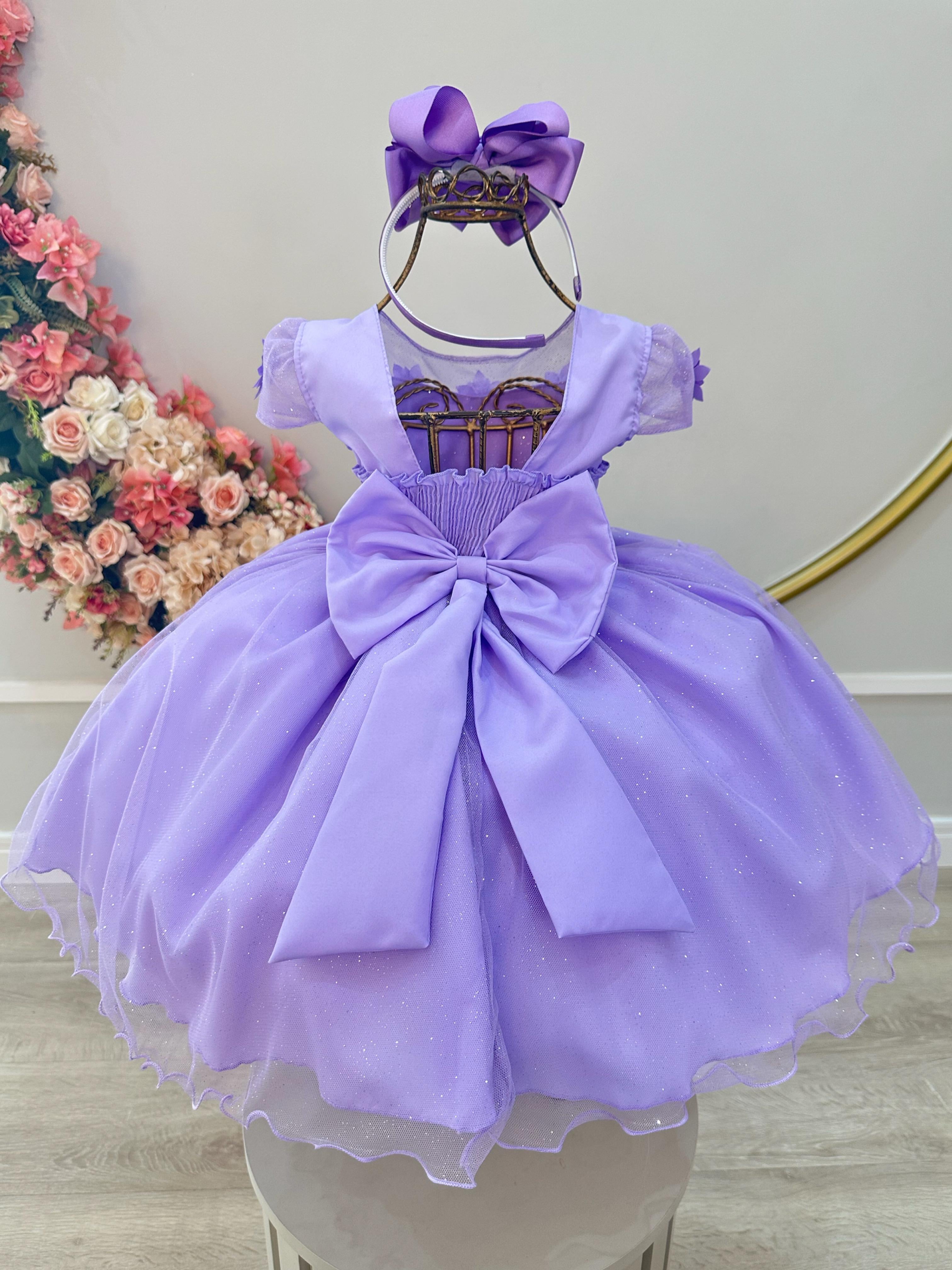 Vestido Infantil Lilás Jardim Encantado Festas Luxo