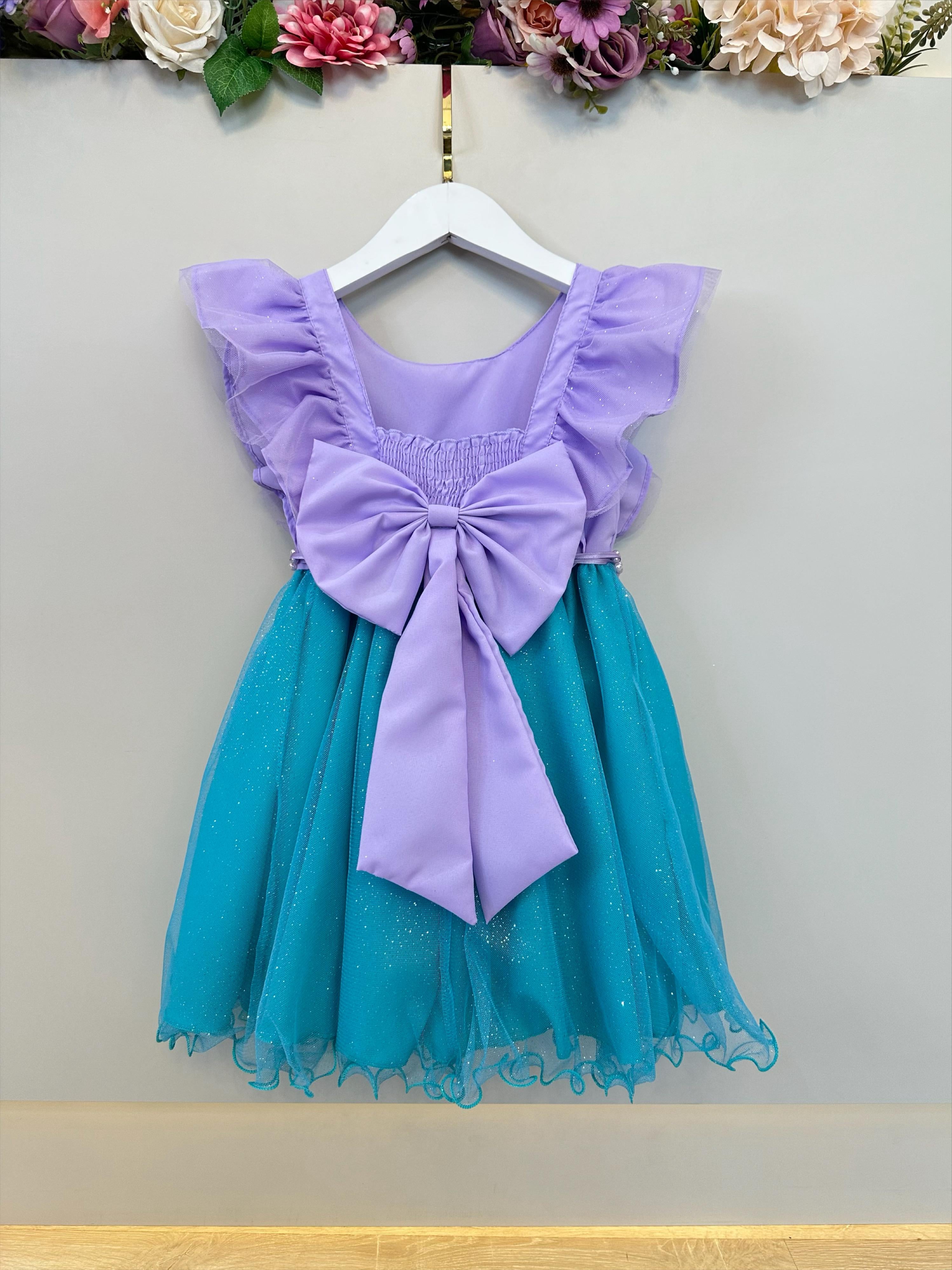 Vestido Infantil Princesa Sereia Ariel Lilás Festas