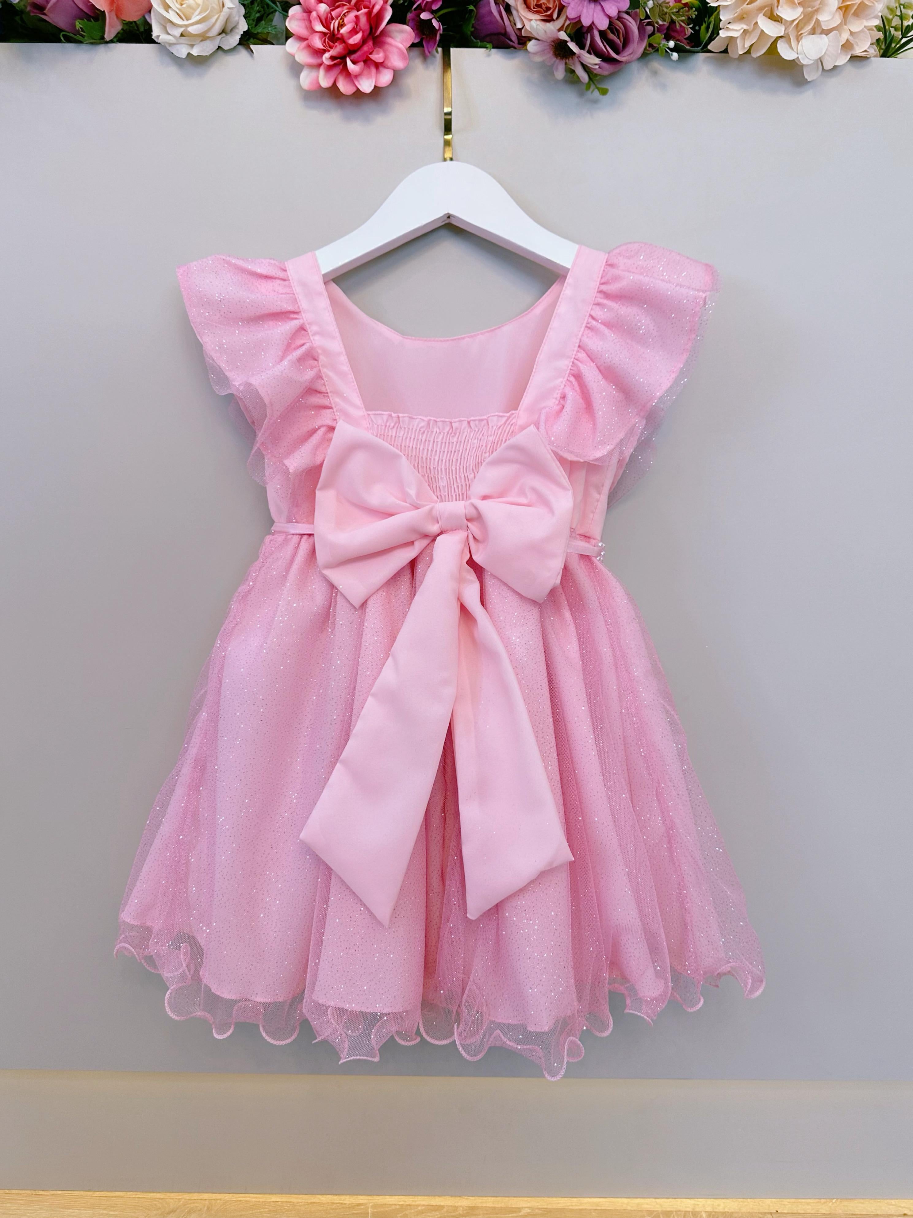 Vestido Infantil Rosa Princesa Aurora Bela Adormecida Festas