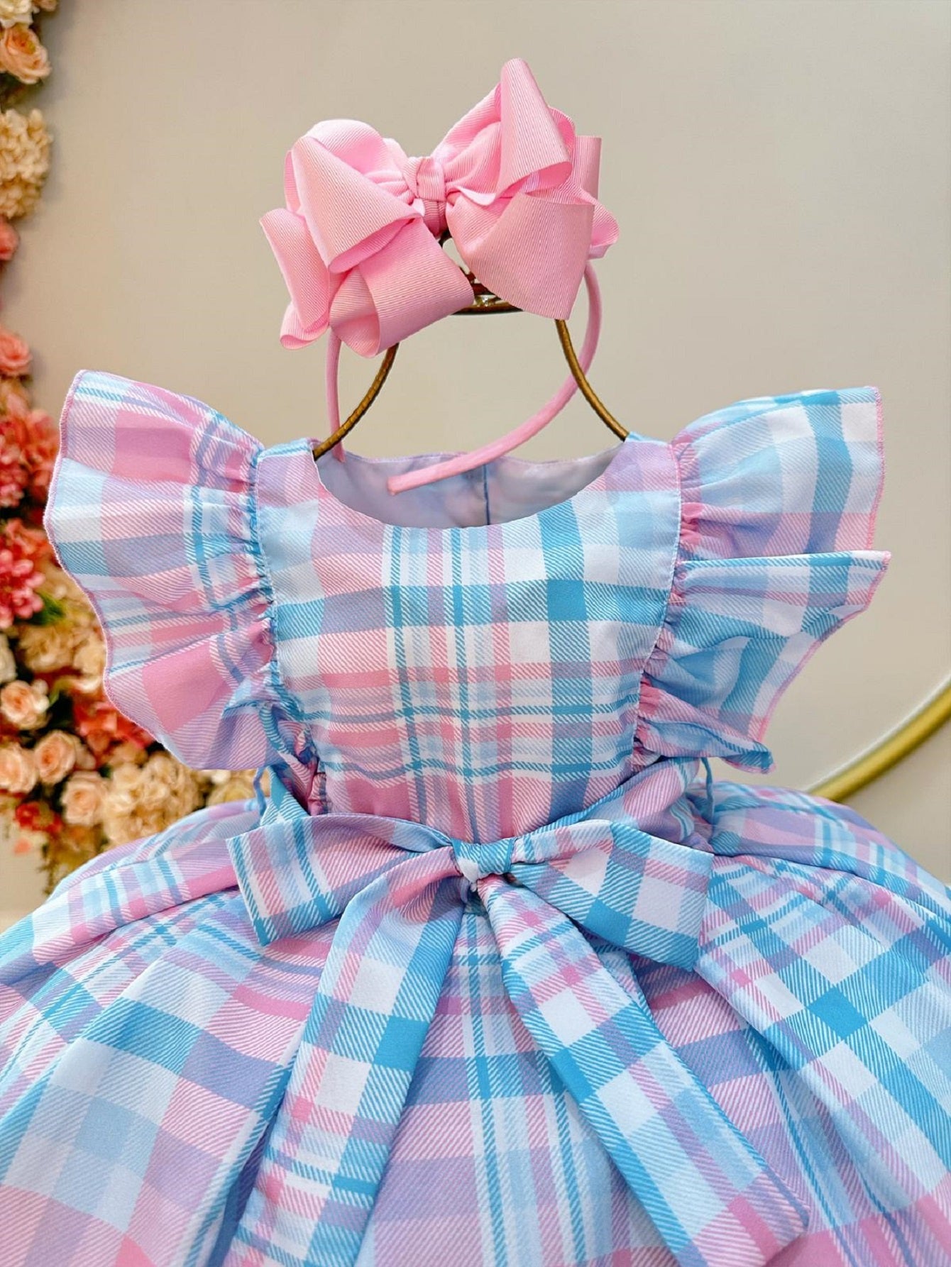 Vestido Infantil Xadrez Tartan Colorido Candy Luxo