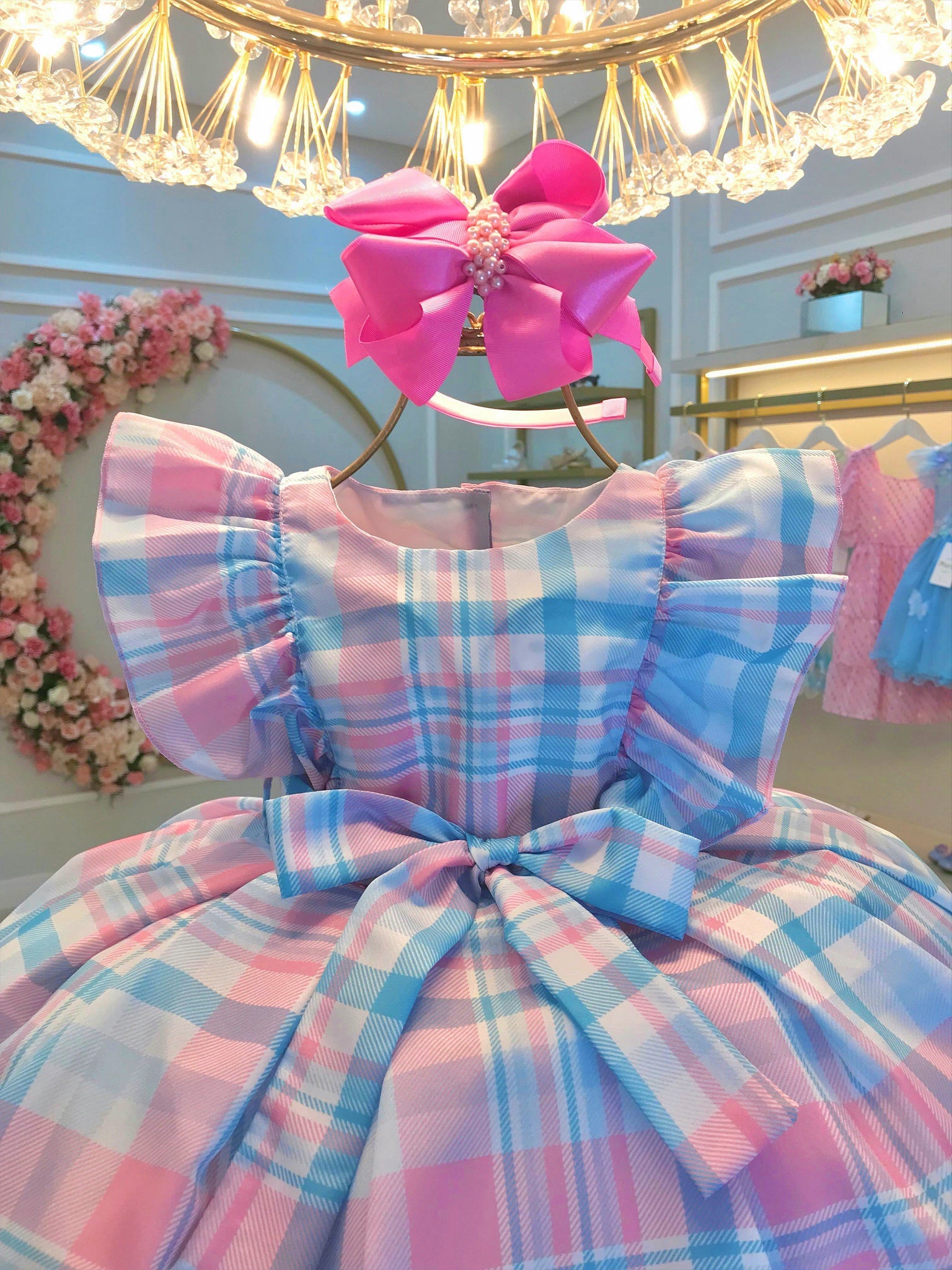 Vestido Infantil Xadrez Tartan Colorido Candy Luxo