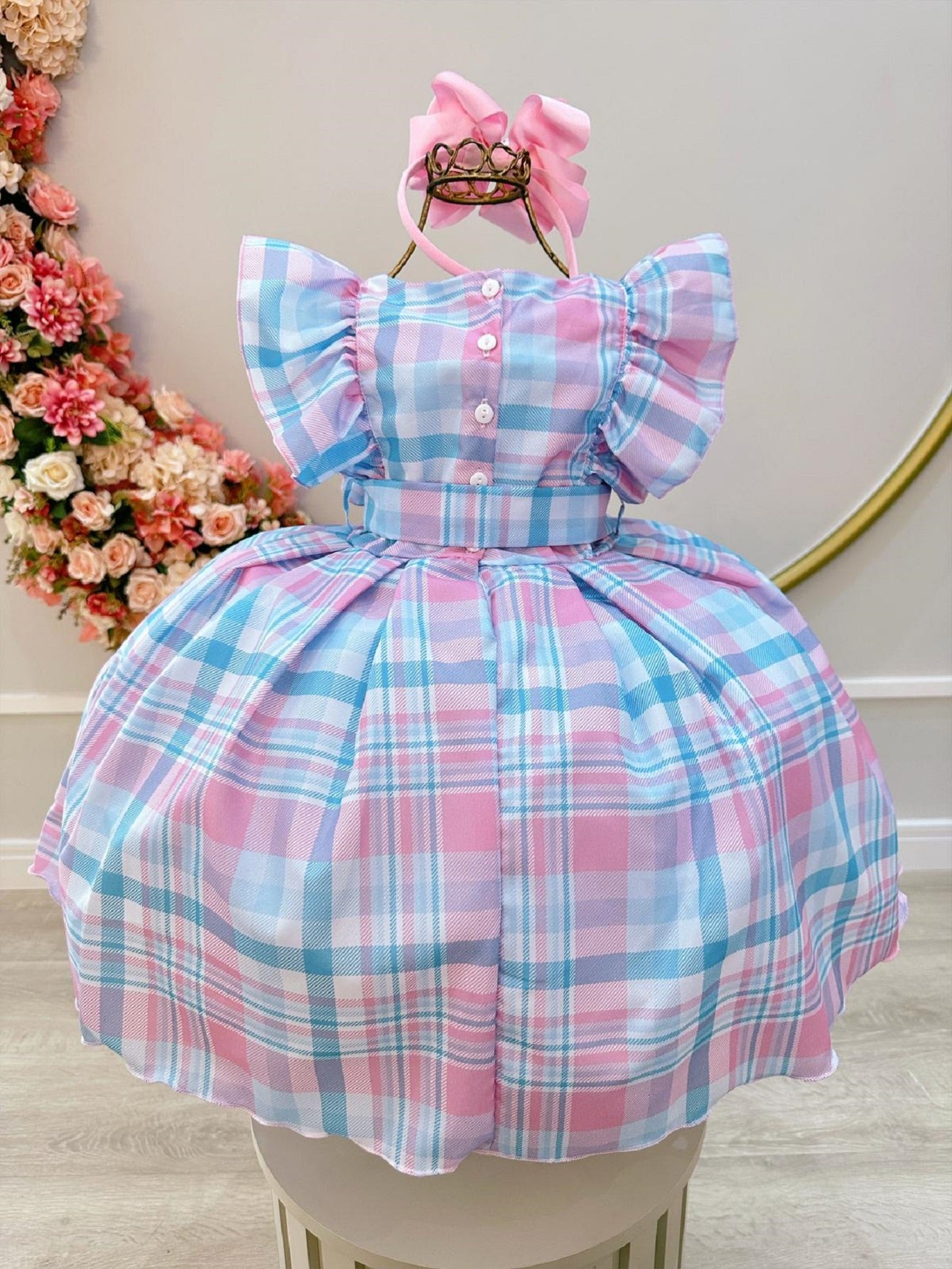 Vestido Infantil Xadrez Tartan Colorido Candy Luxo