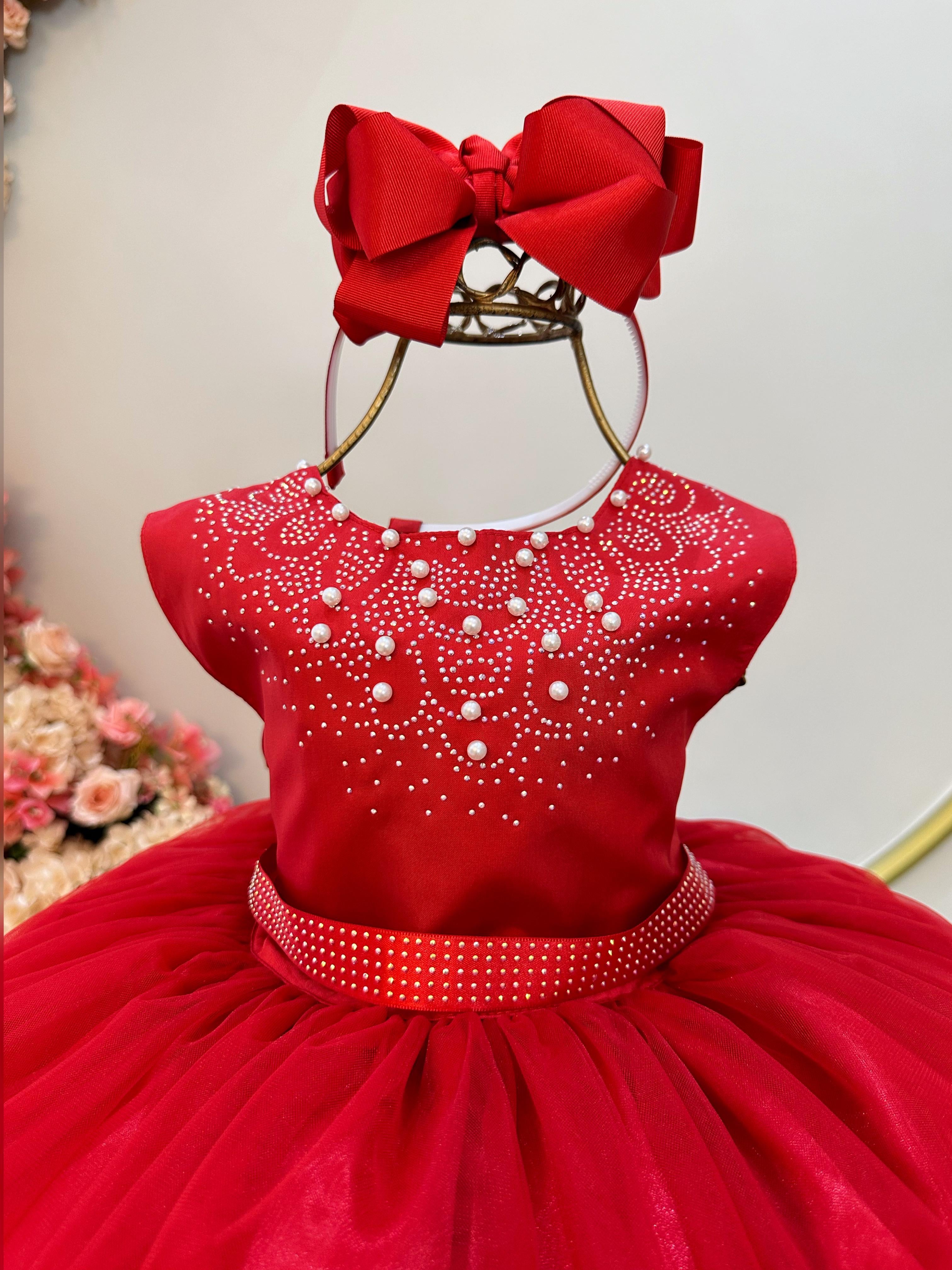 Vestido Infantil Vermelha Damas Luxo Festas