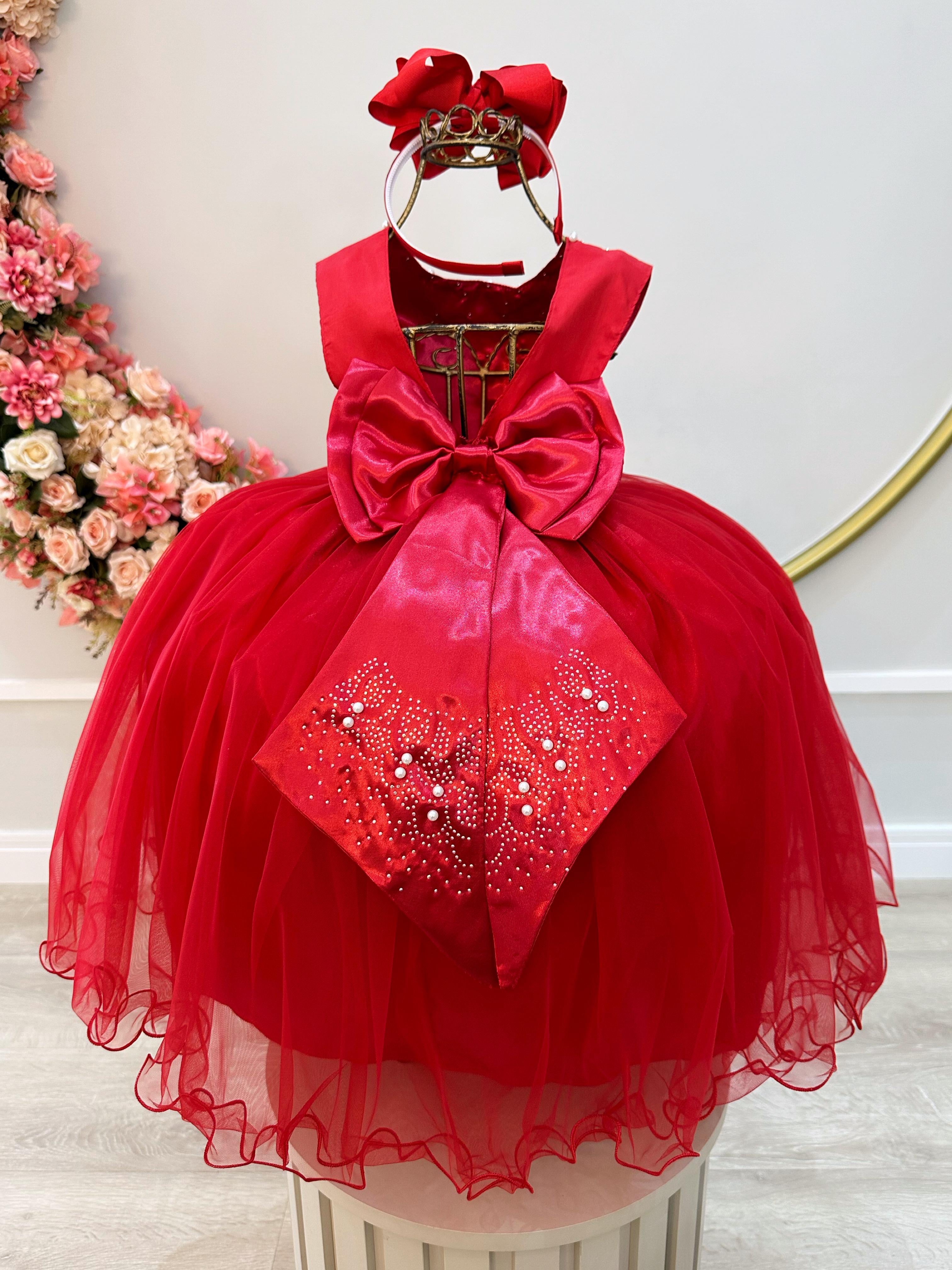 Vestido Infantil Vermelha Damas Luxo Festas