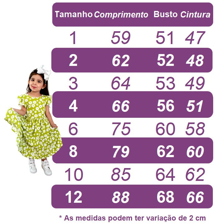 Vestido Infantil Branco C/ Renda e Aplique de Flores Borboletas