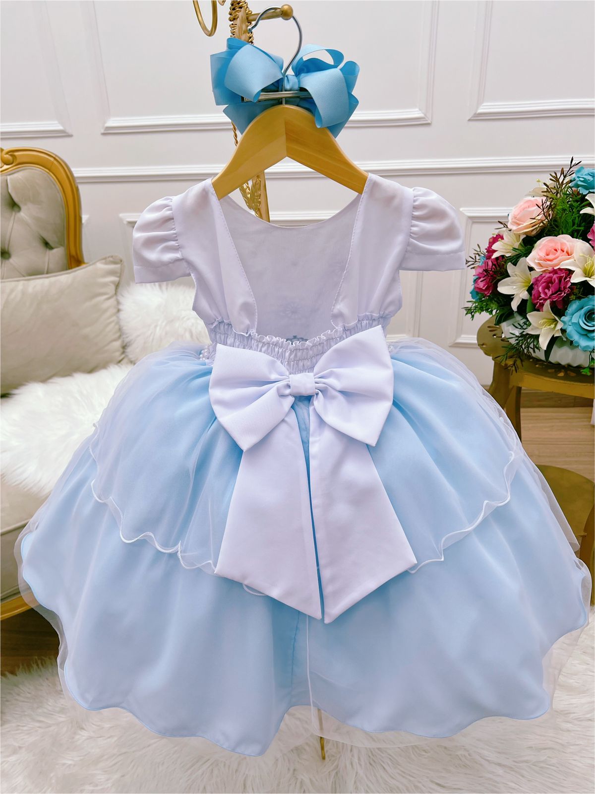 Vestido Infantil Frozen Com Capa Pérolas Festas De Princesas
