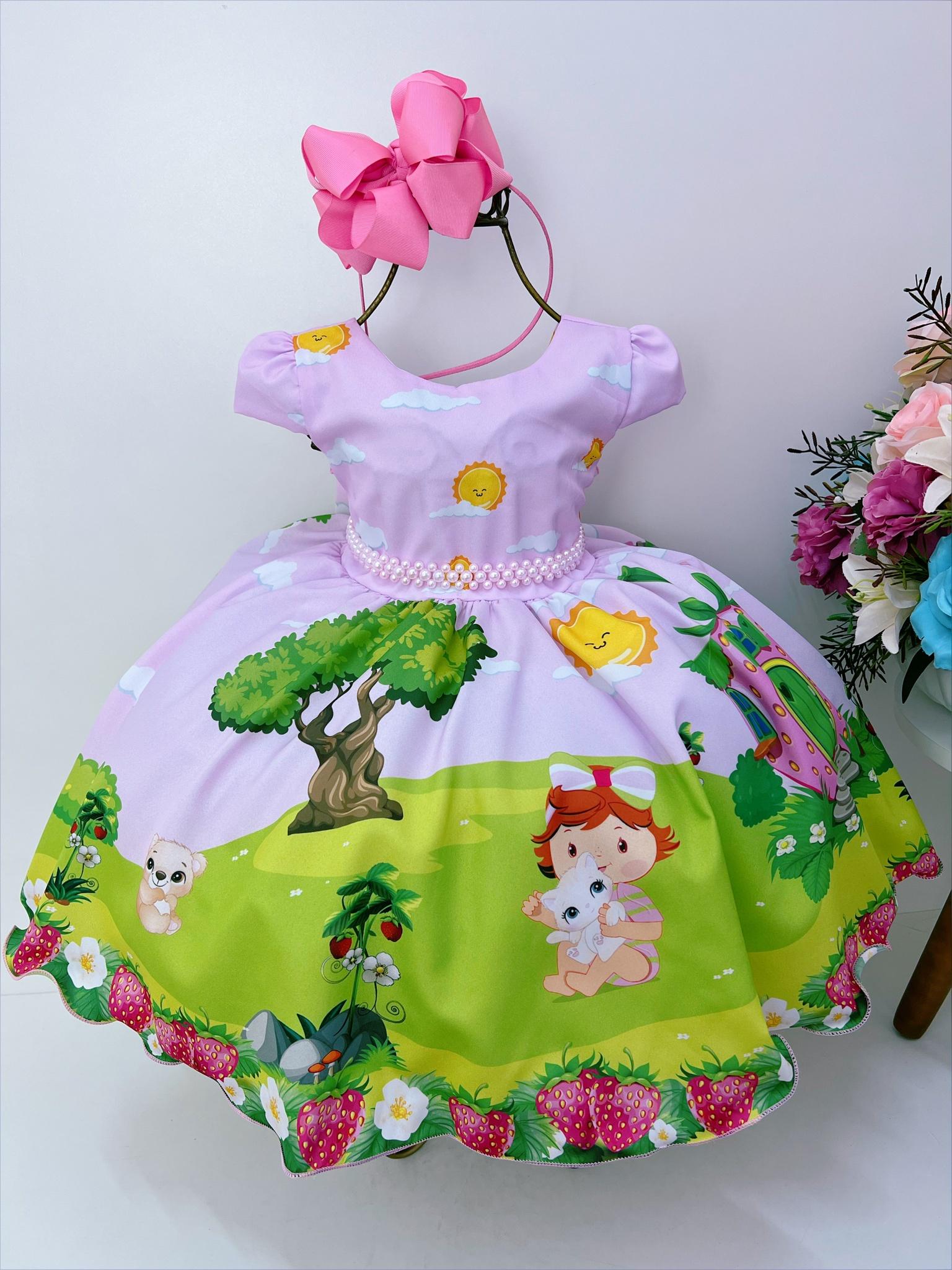 Vestido Infantil Moranguinho Rosa Festas