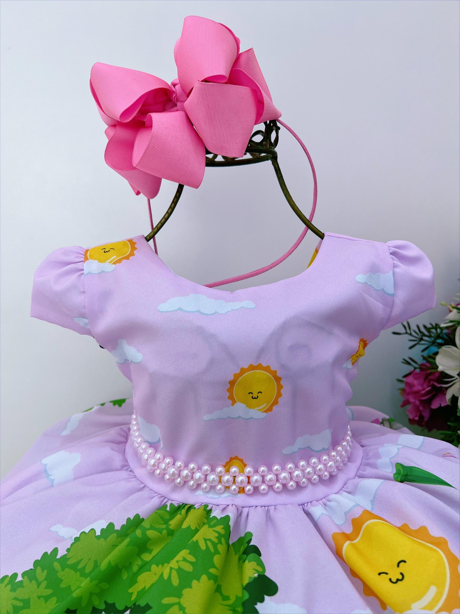 Vestido Infantil Moranguinho Rosa Festas