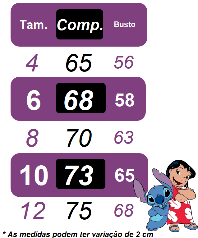 Vestido Infantil Lilo Stitch e Angel C/ Laço Lilás Colorido