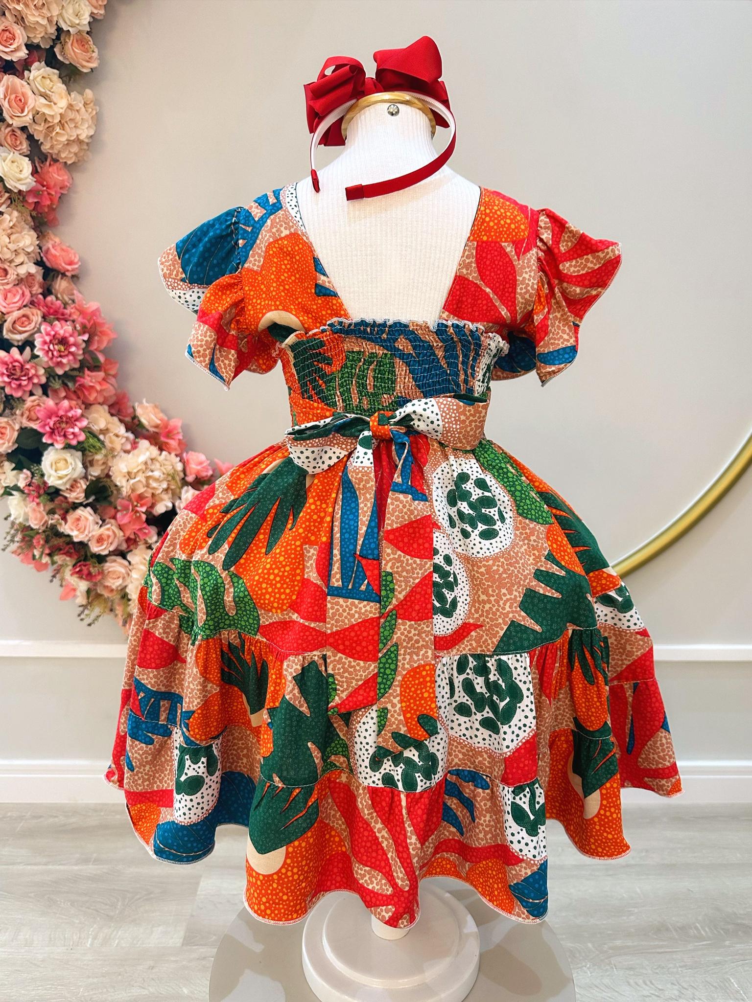 Vestido Infantil Primavera Verão Florido Colorido Luxo