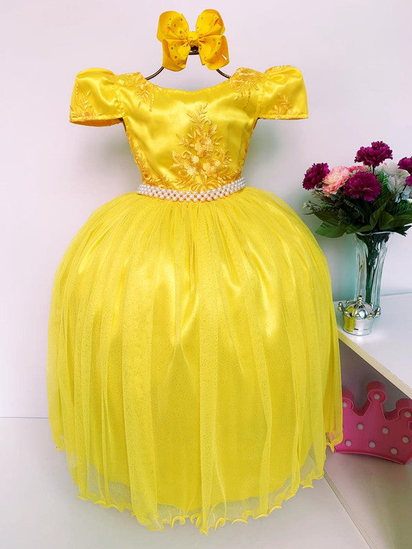 Vestido Infantil Amarelo Damas de Honra Casamento Luxo