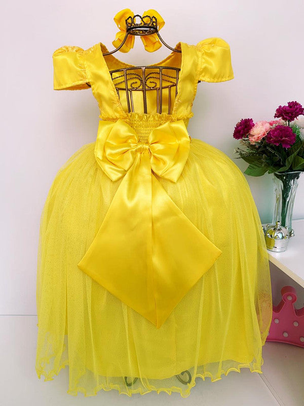 Vestido Infantil Amarelo Damas de Honra Casamento Luxo