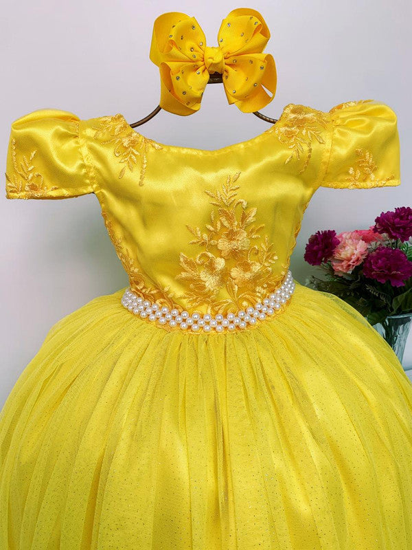 Vestido Infantil Amarelo Damas de Honra Casamento Luxo